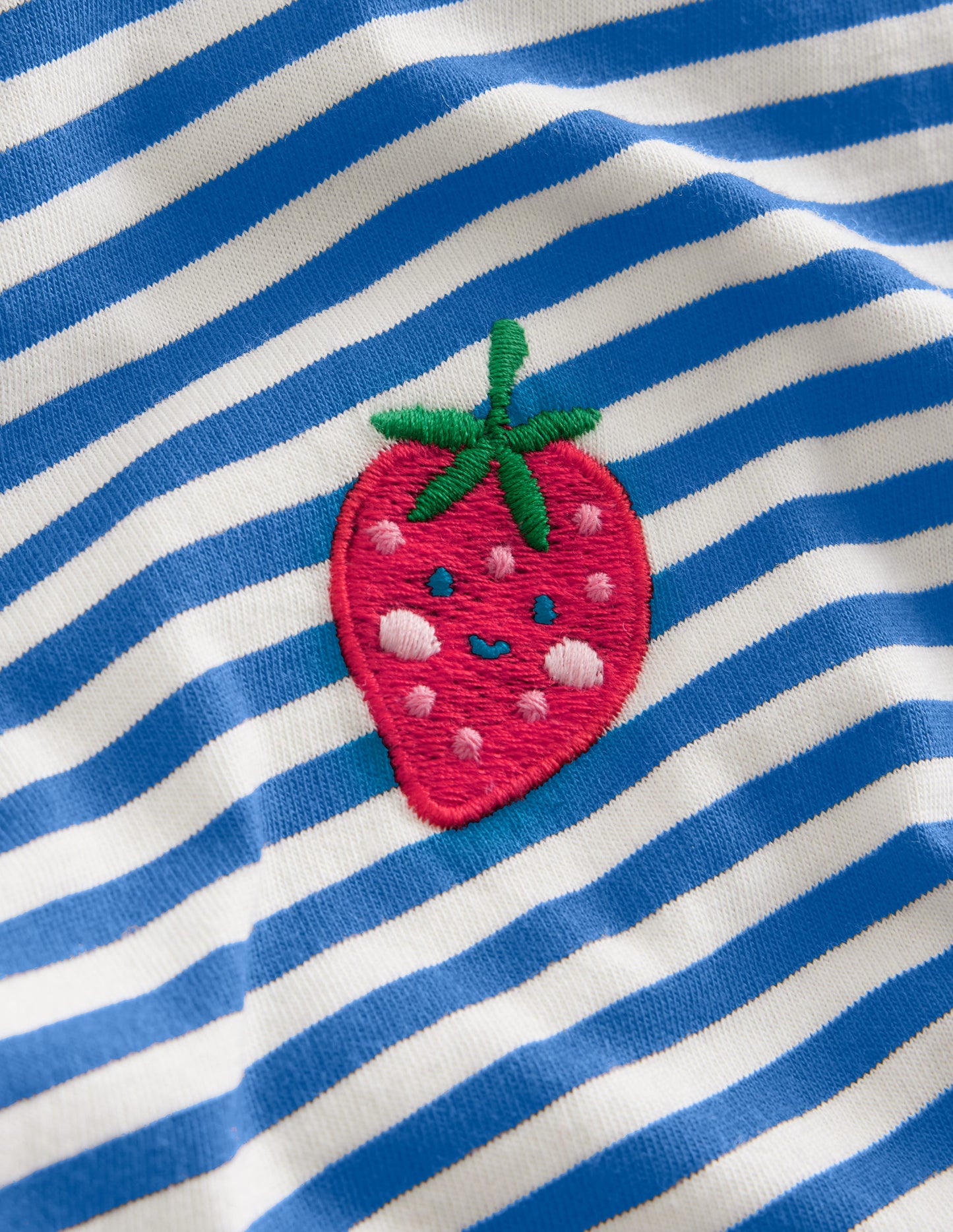T-shirt à logo brodé-Fraise bleu héron/ivoire