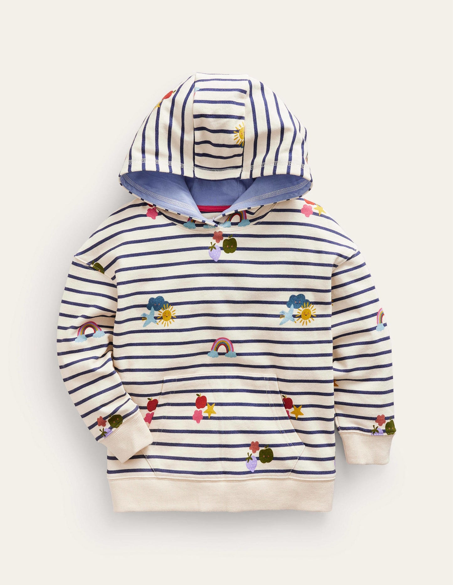 Bedruckter Kapuzenpullover-Streifen Regenbogen Wolken