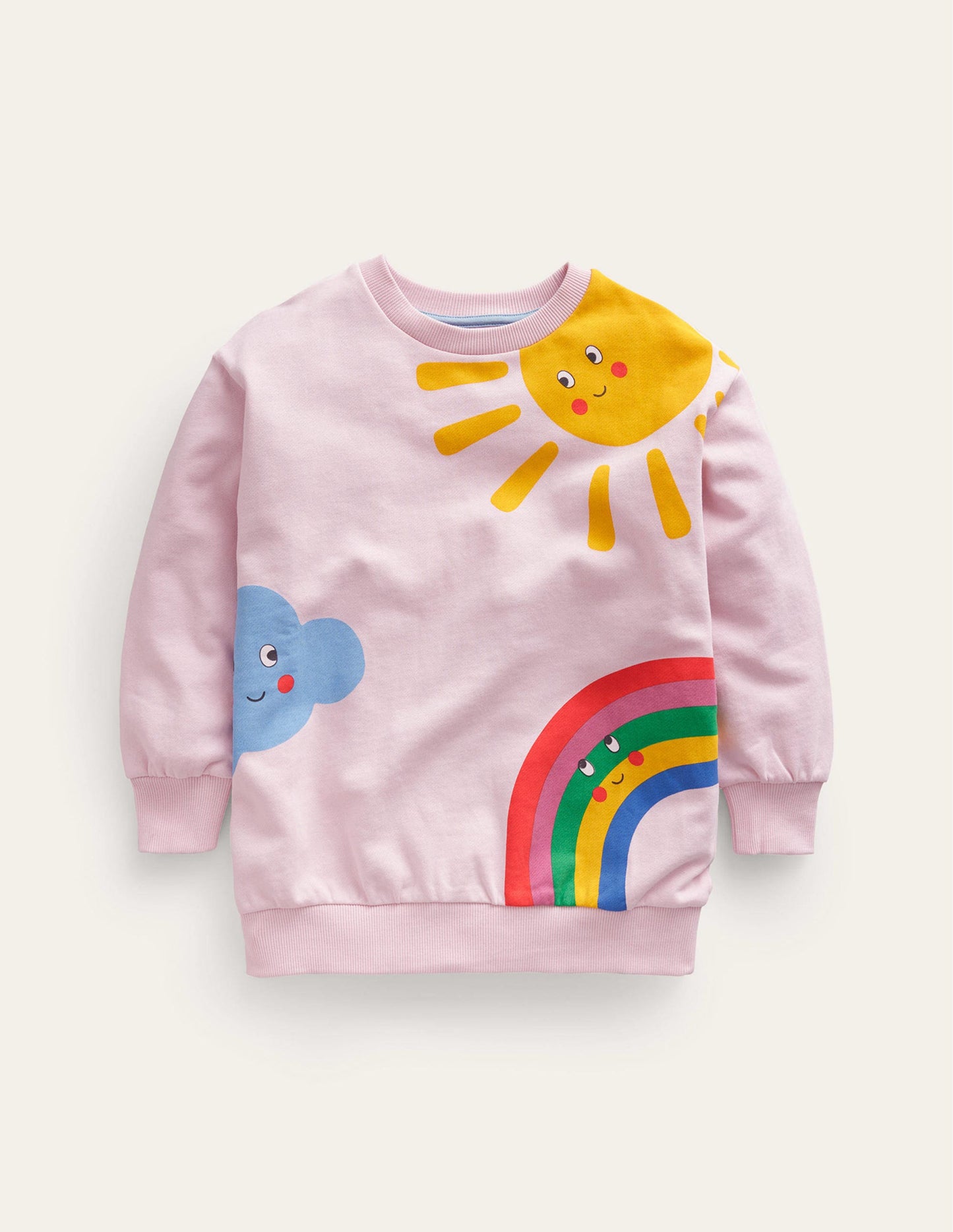 Lockeres, langes Sweatshirt-Französisches Rosa Wetter