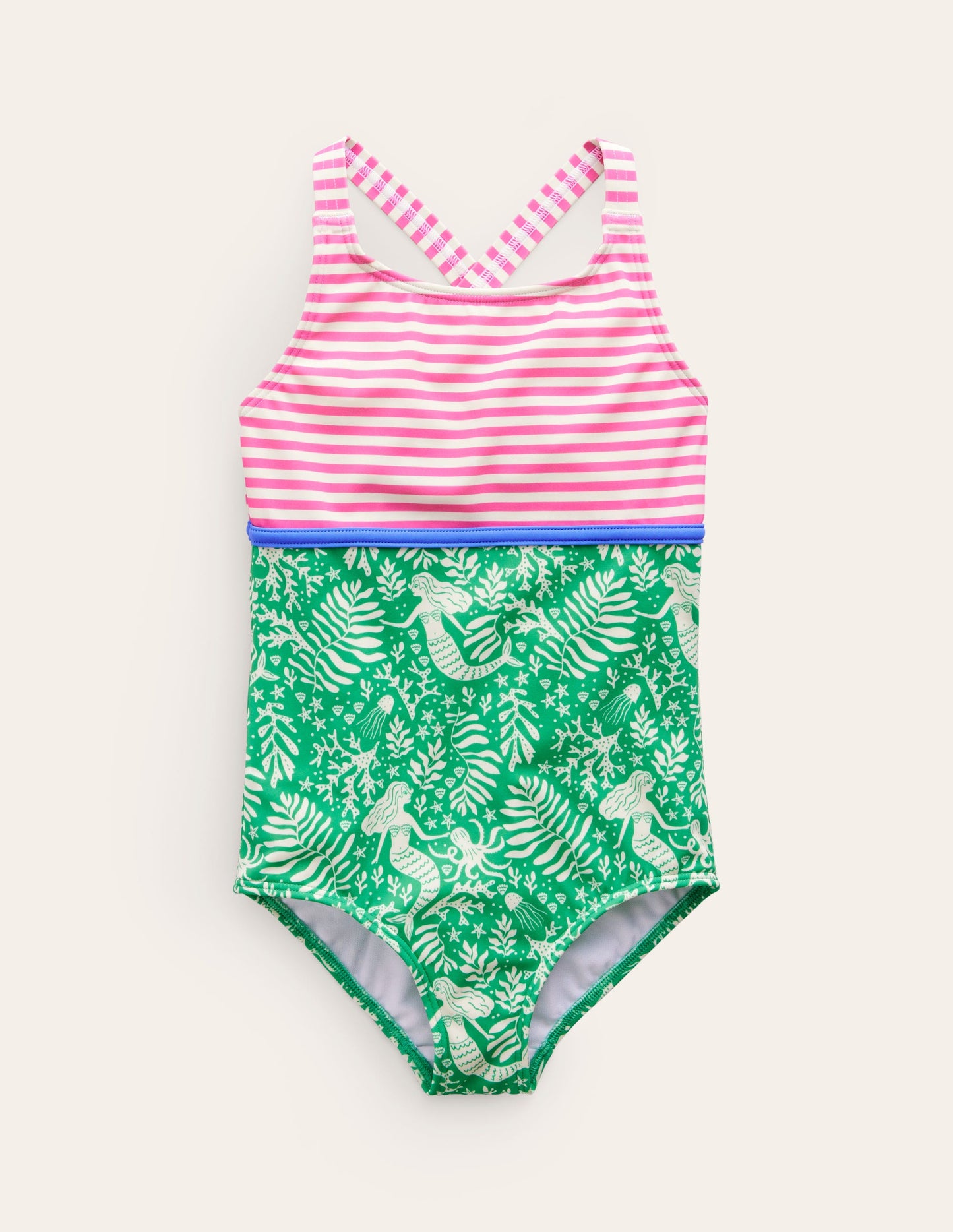 Maillot de bain motif pêle-mêle-Rose, sirènes vertes