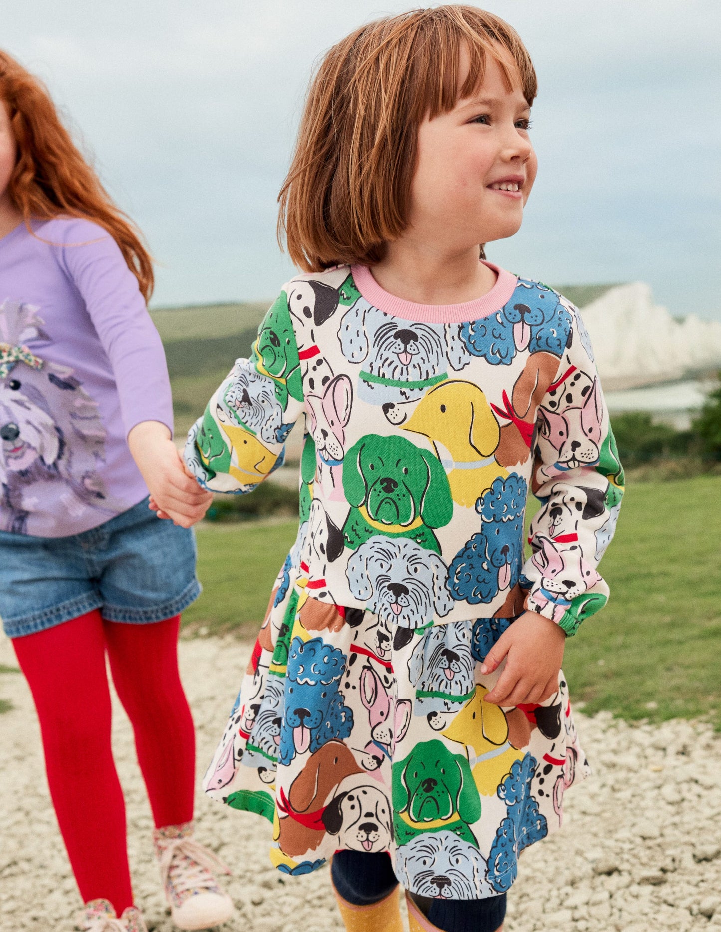 Bedrucktes Sweatshirt-Kleid-Bunte Hunde