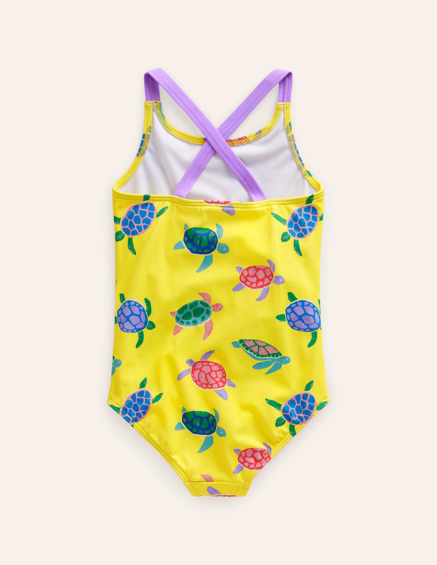 Maillot de bain imprimé croisé dans le dos-Tortues jaune zeste