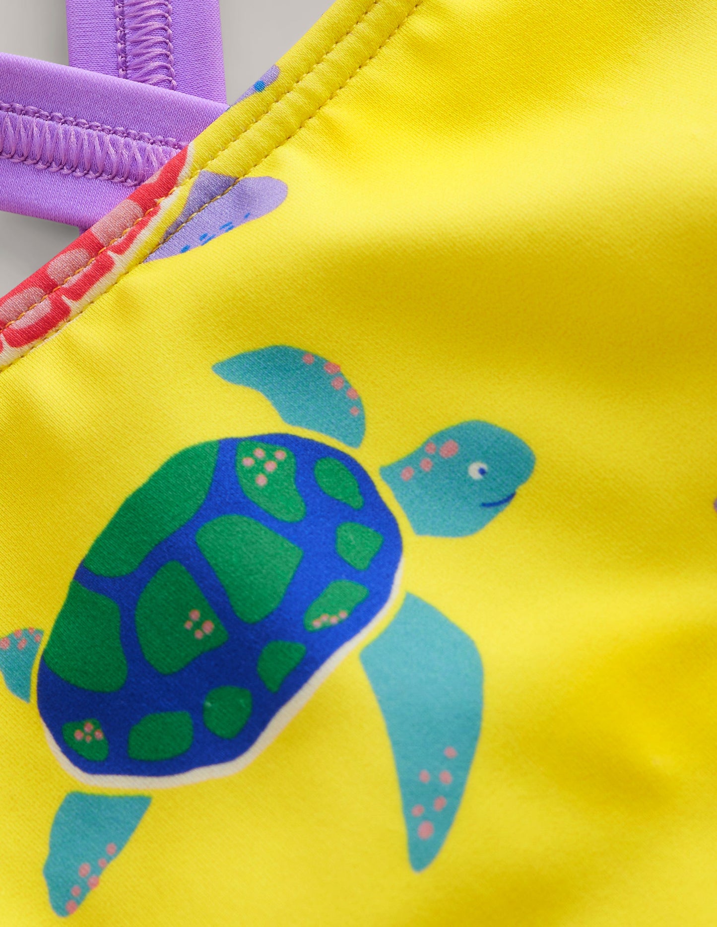 Maillot de bain imprimé croisé dans le dos-Tortues jaune zeste