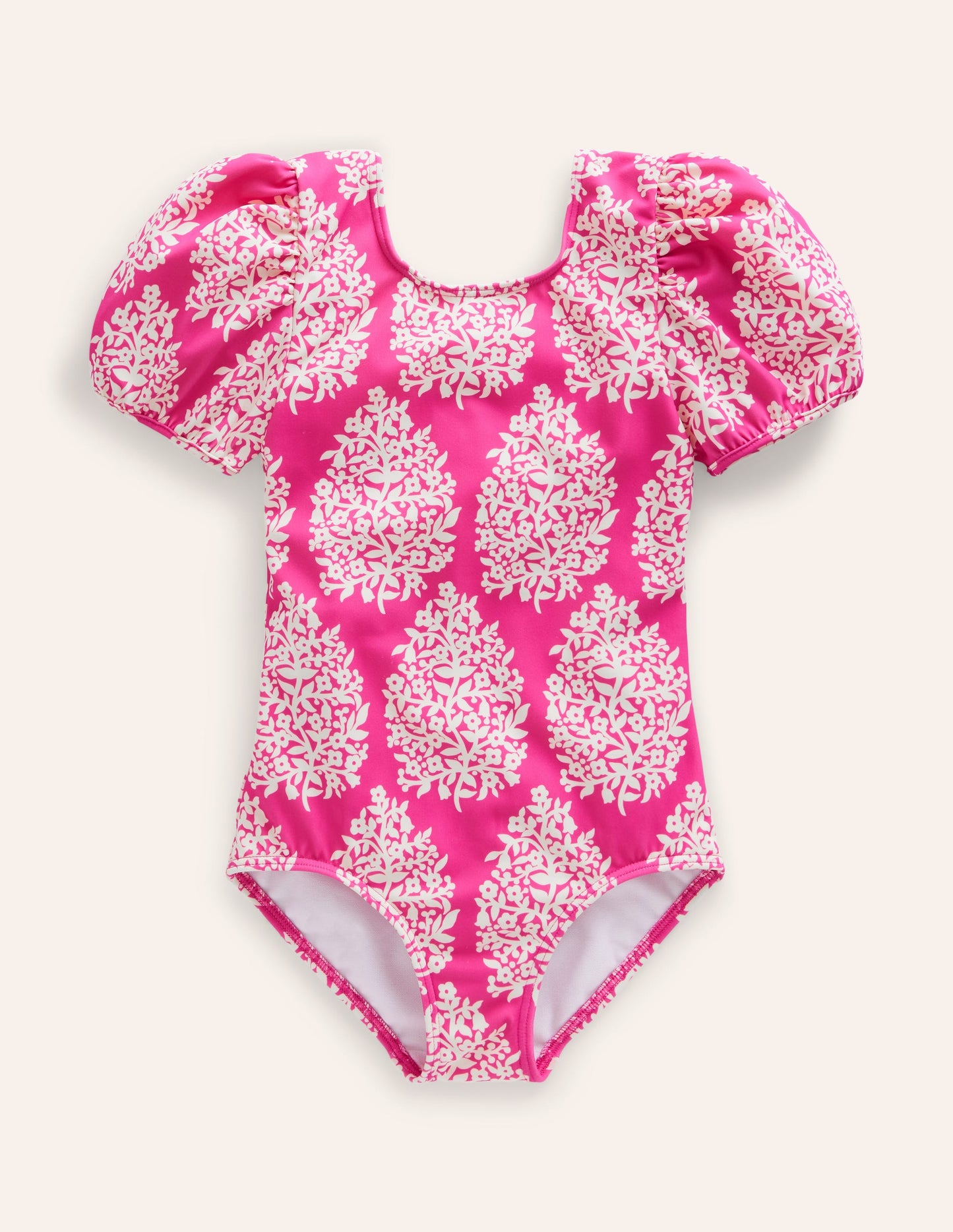 Maillot de bain imprimé à manches bouffantes-Petit motif Flower Stamp rose