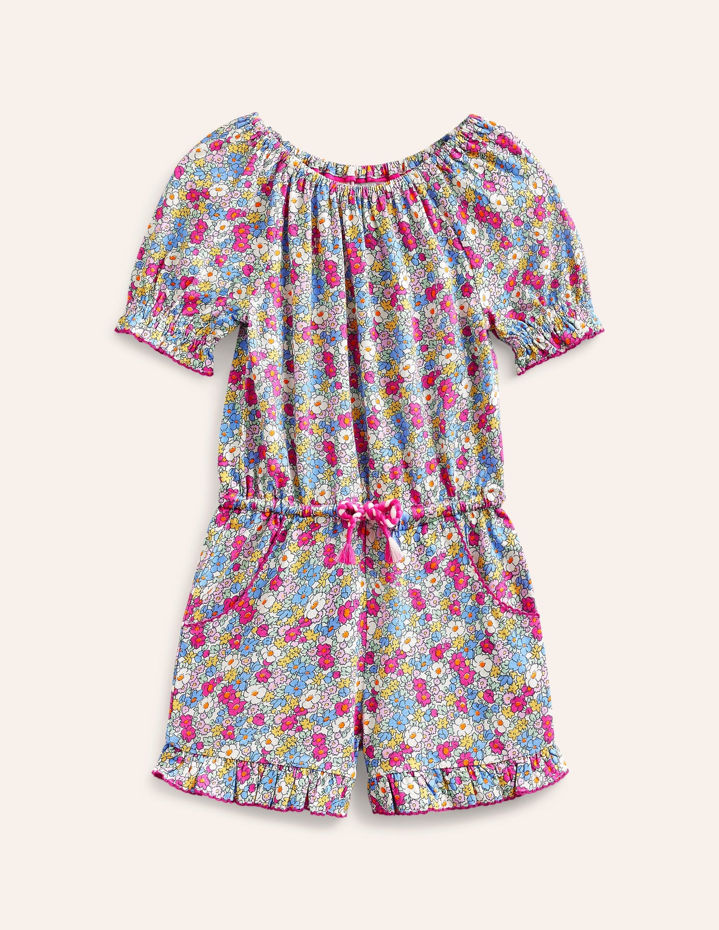 Bedruckter Jumpsuit aus Jersey (WW)-Festivalrosa Nautisch Floral