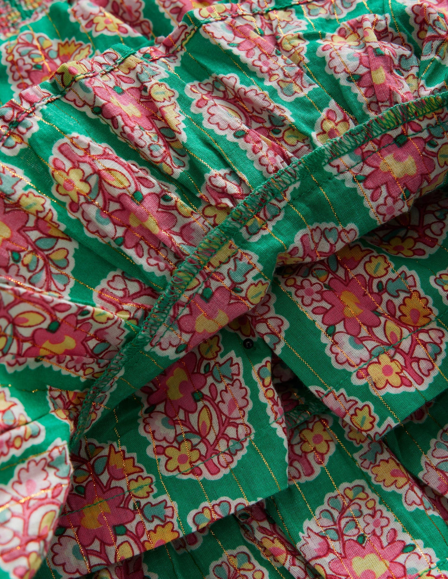 Jupe-short volantée à imprimé-Motif cachemire vert jade