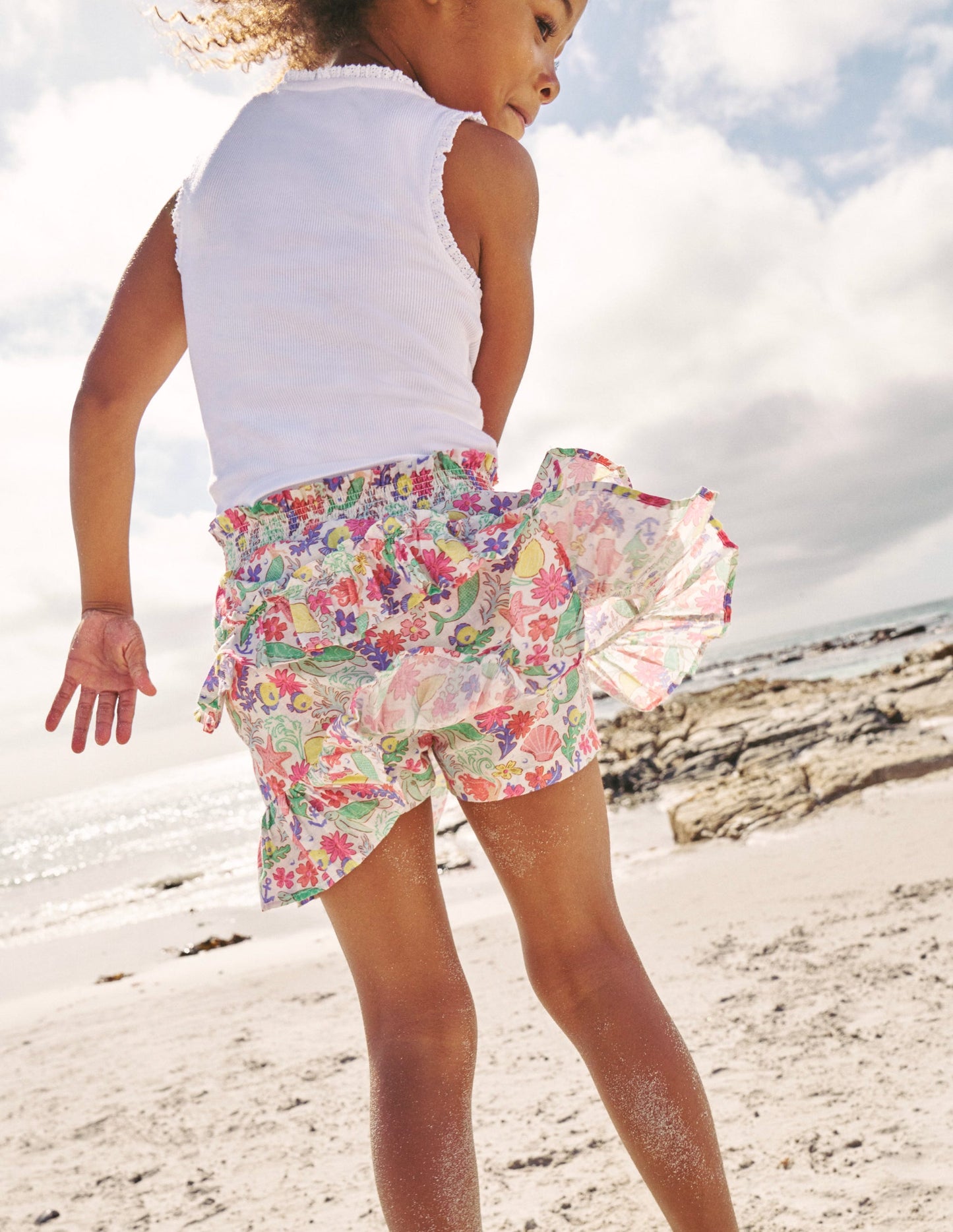 Jupe-short volantée à imprimé-Motif sirène multi