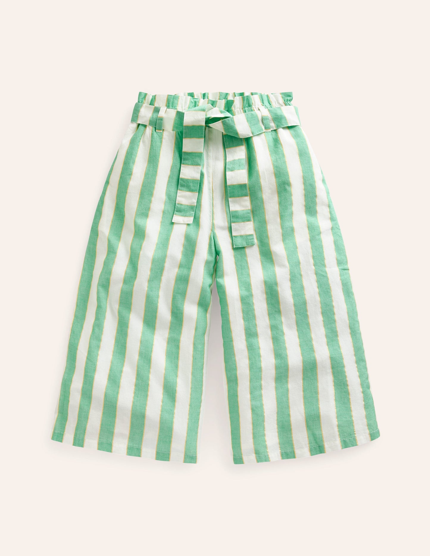 Wide Leg Trousers-Green Lurex Stripe