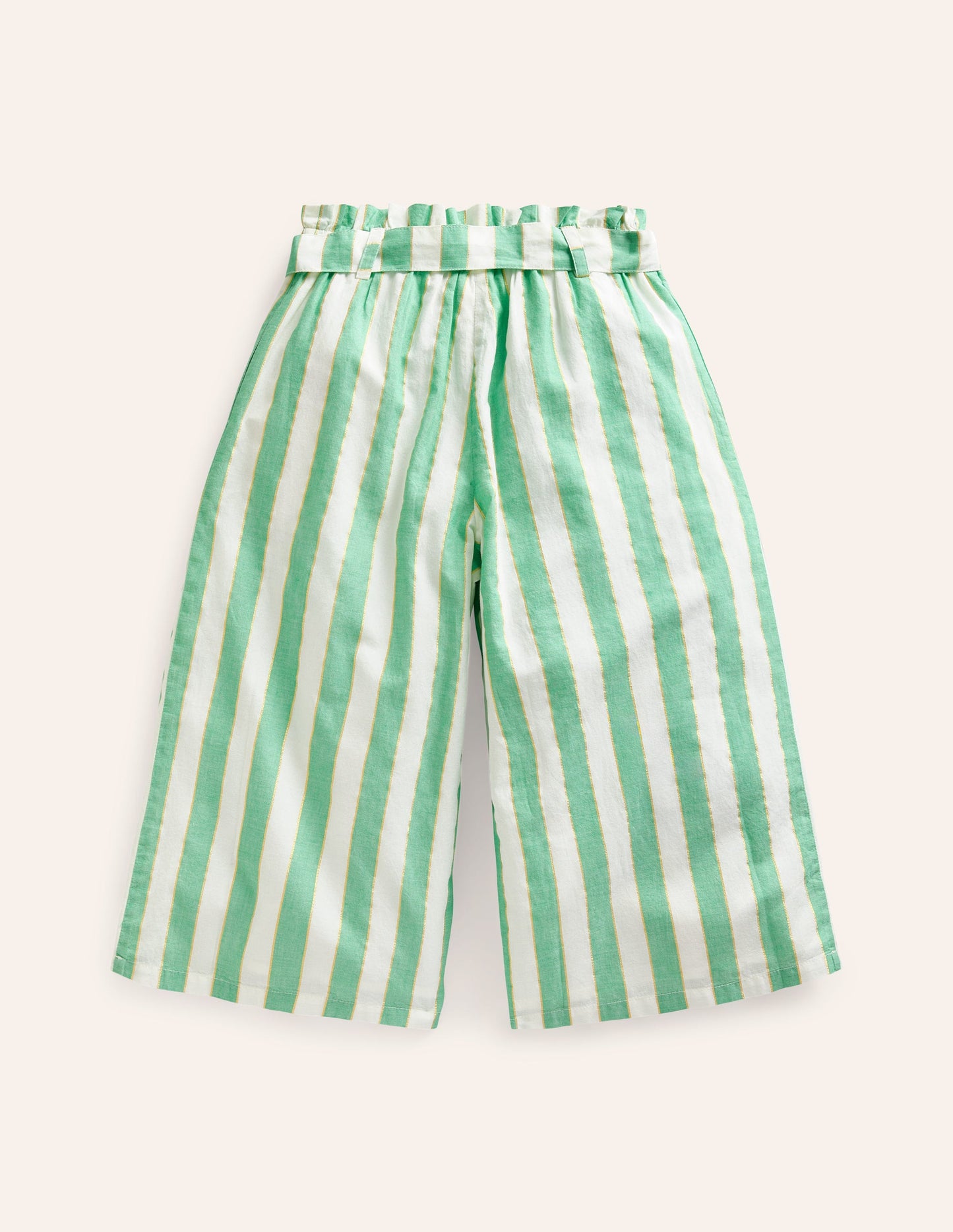 Wide Leg Trousers-Green Lurex Stripe