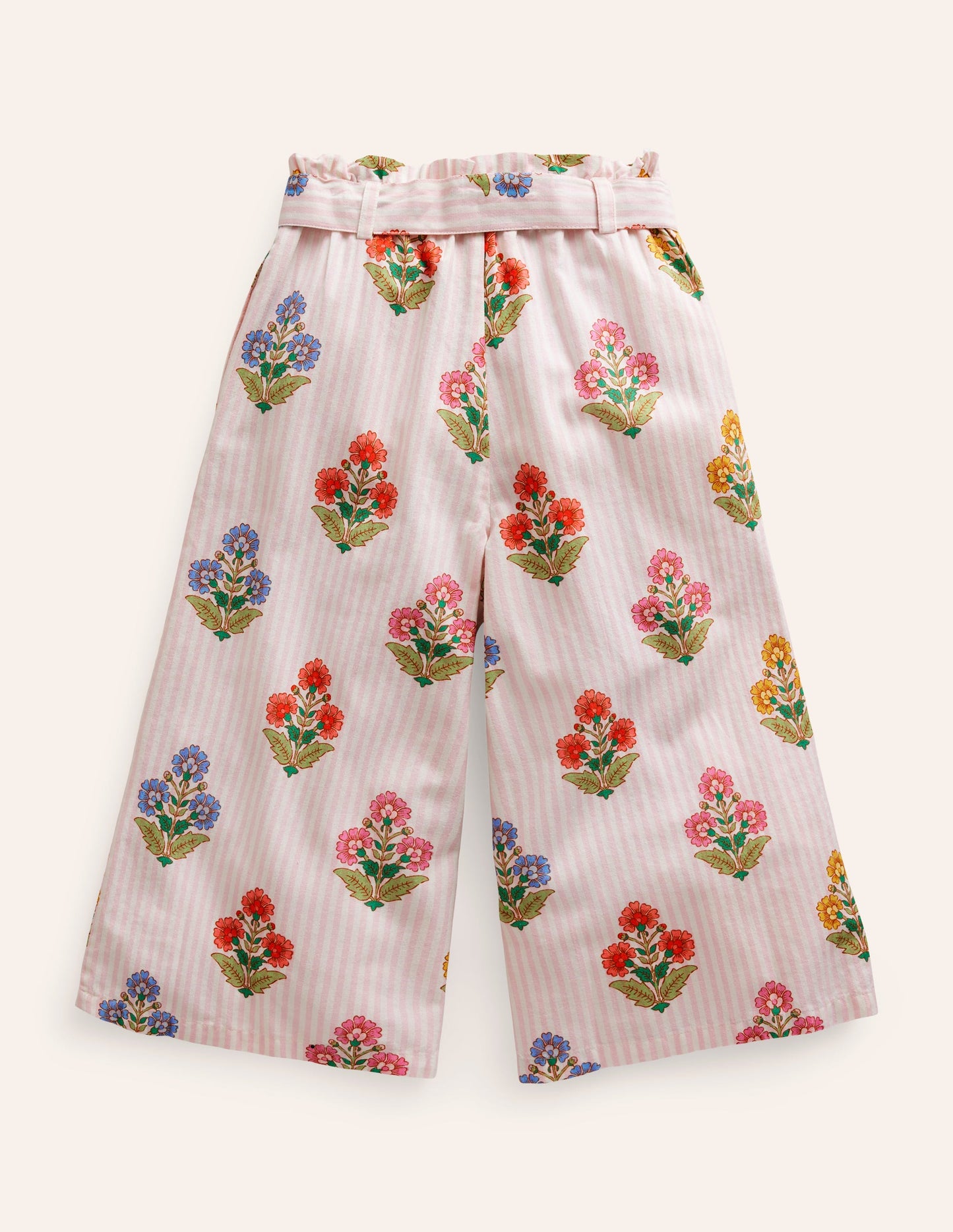 Wide Leg Trousers-Multi Woodblock