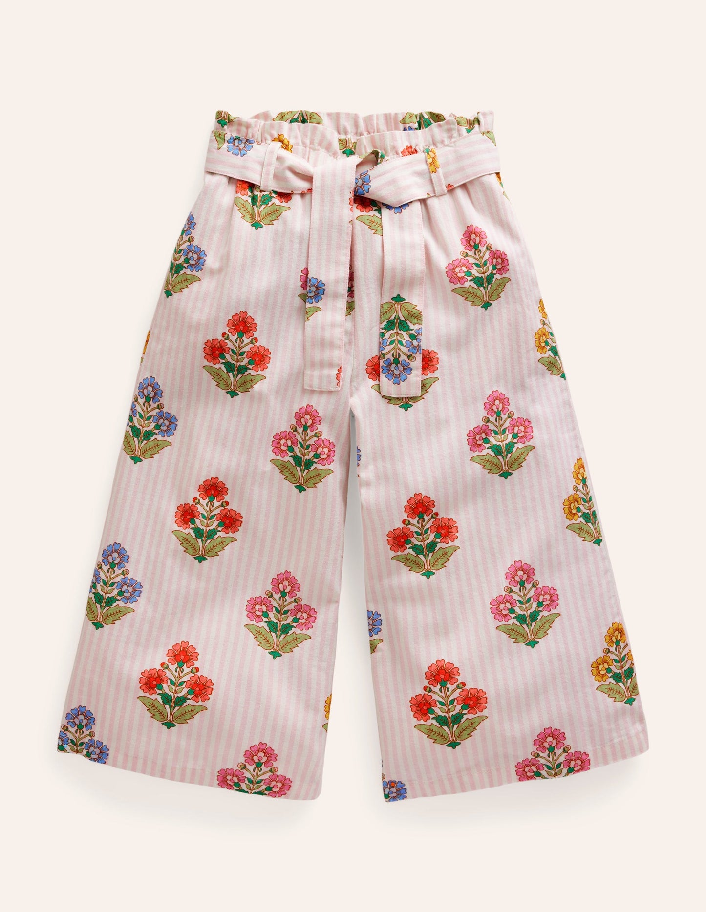 Wide Leg Trousers-Multi Woodblock