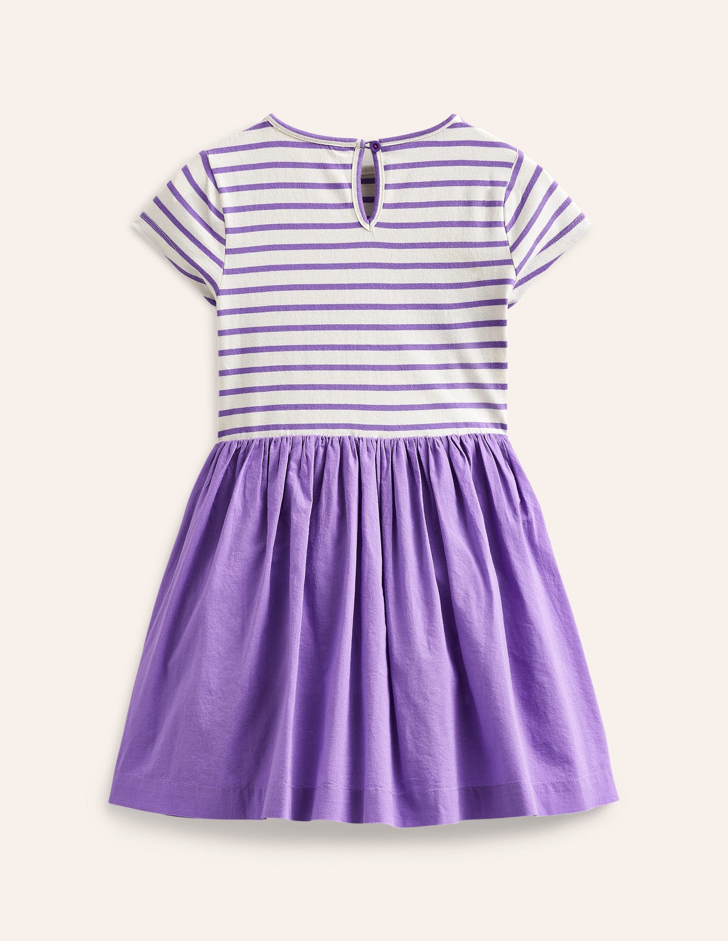 Gewebtes Kleid mit Applikationen-Mix-Fliederlila/Vanille Tiere