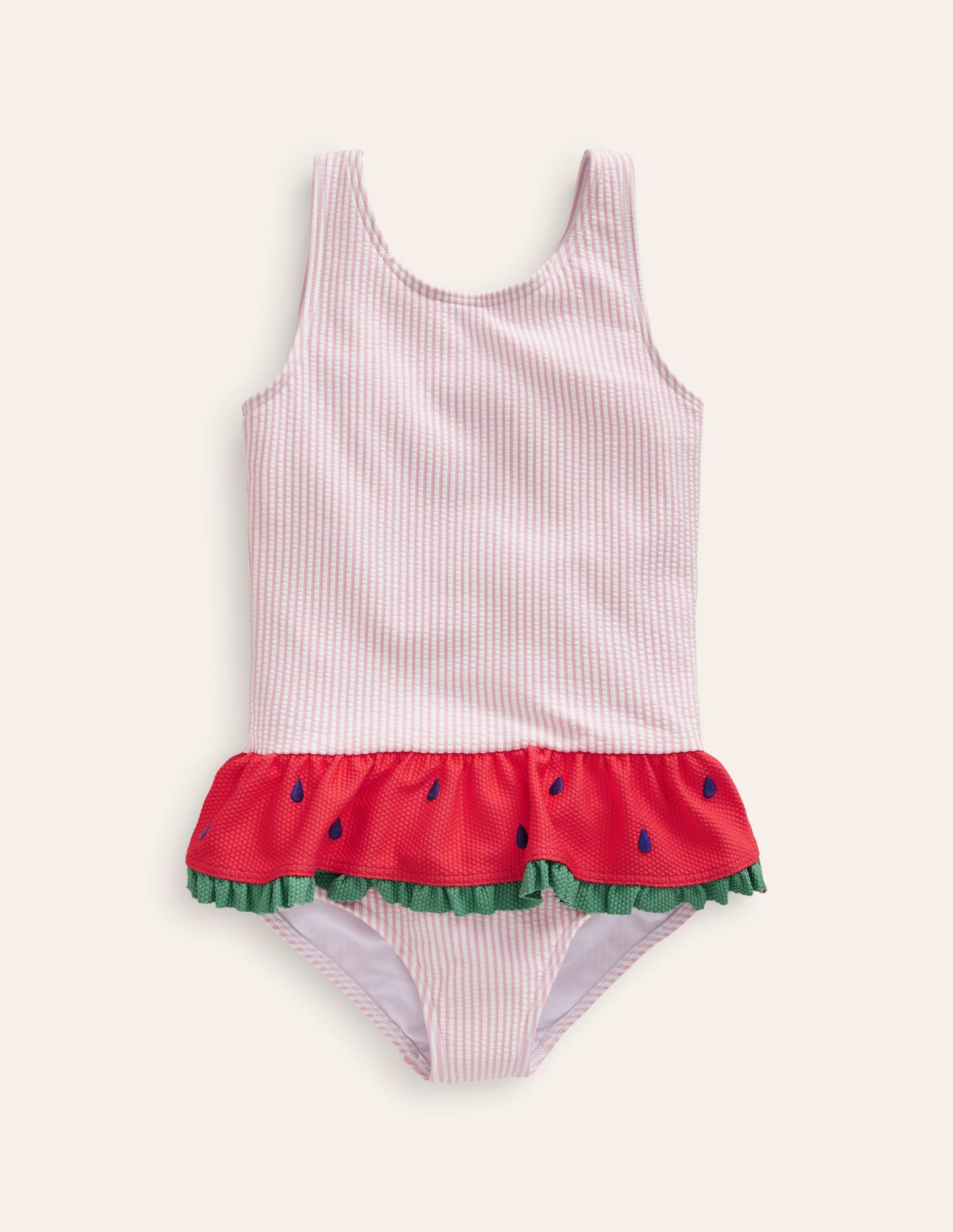 Badeanzug mit Schößchen-Geblümt Rosa/ Vanilleschote