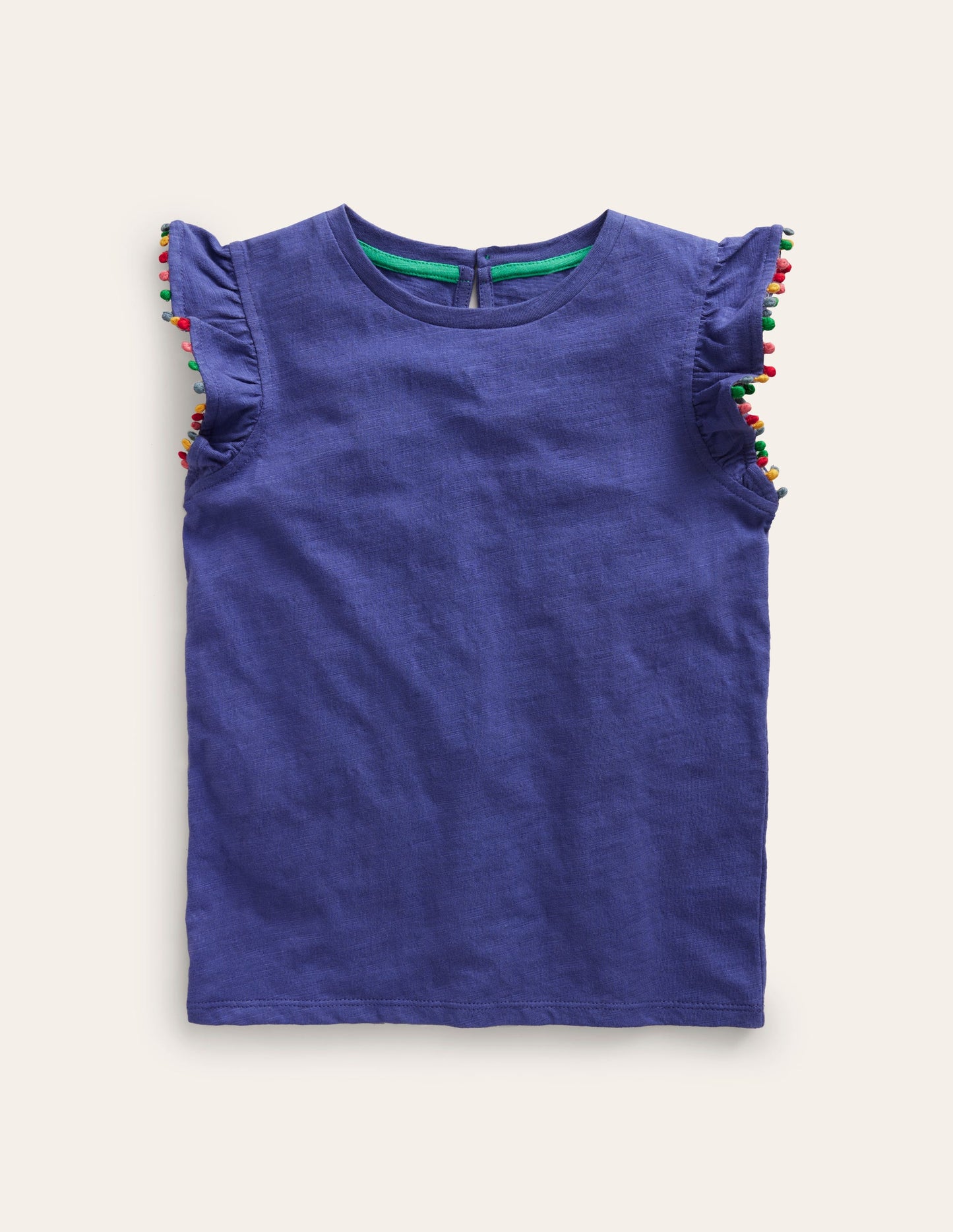 T-shirt à pompons-Bleu robot