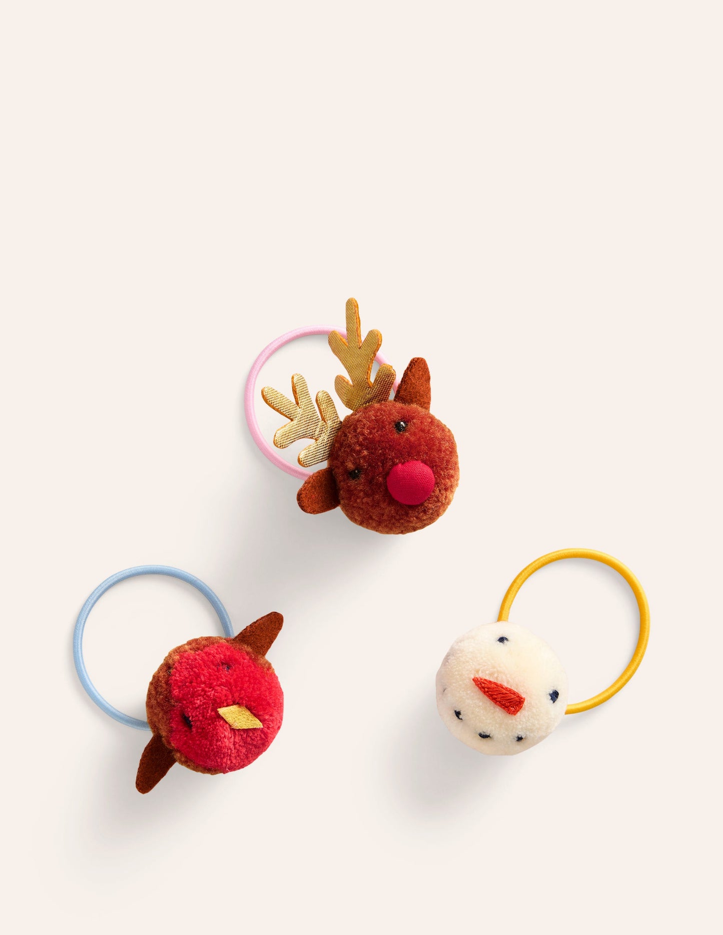 3 élastiques à pompons-Motif festif multi