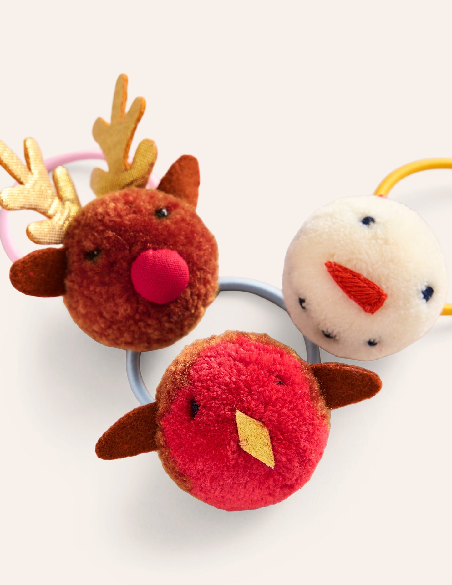 3 élastiques à pompons-Motif festif multi