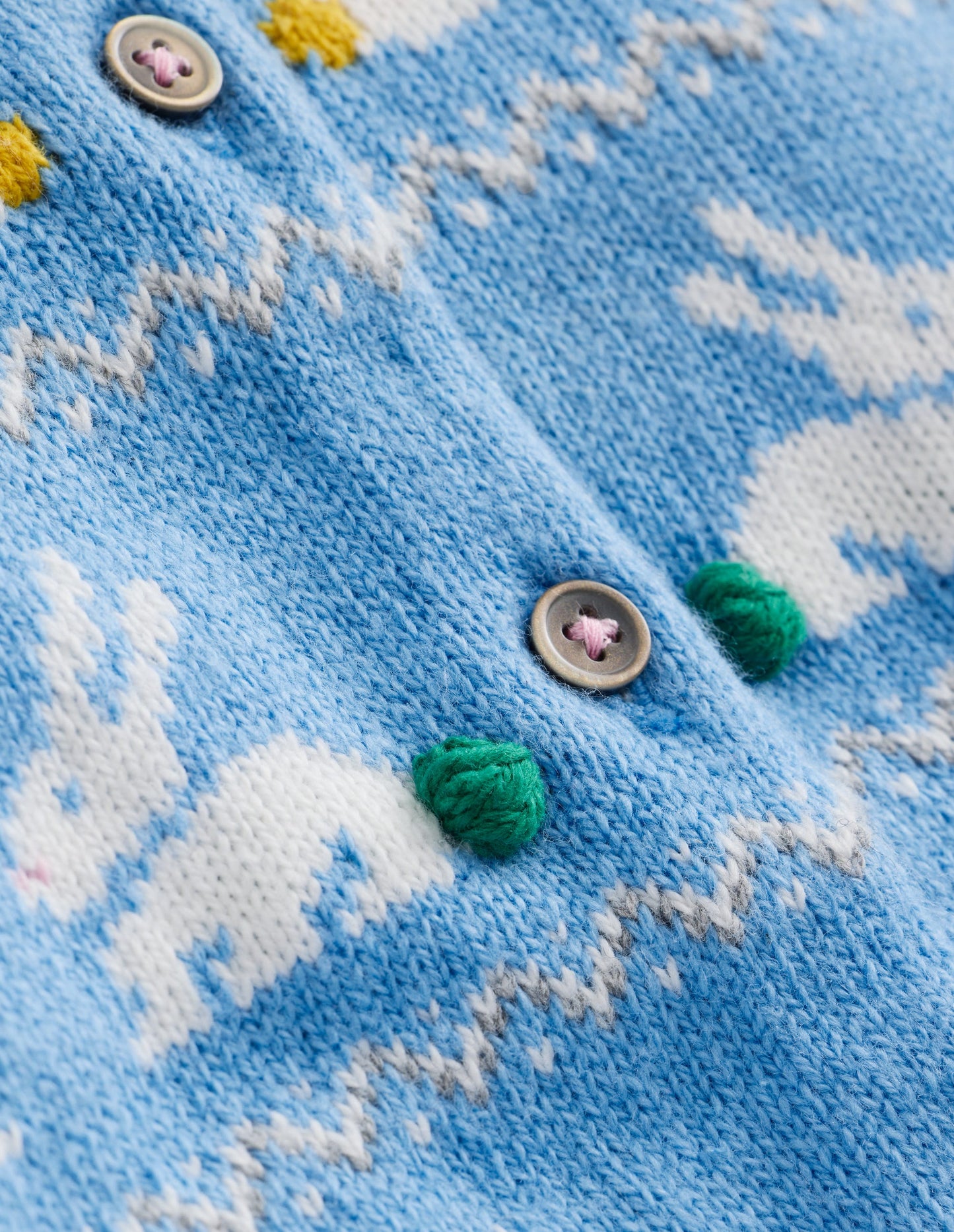 Edie Fair-Isle-Strickjacke-Vergissmeinnicht Hasen