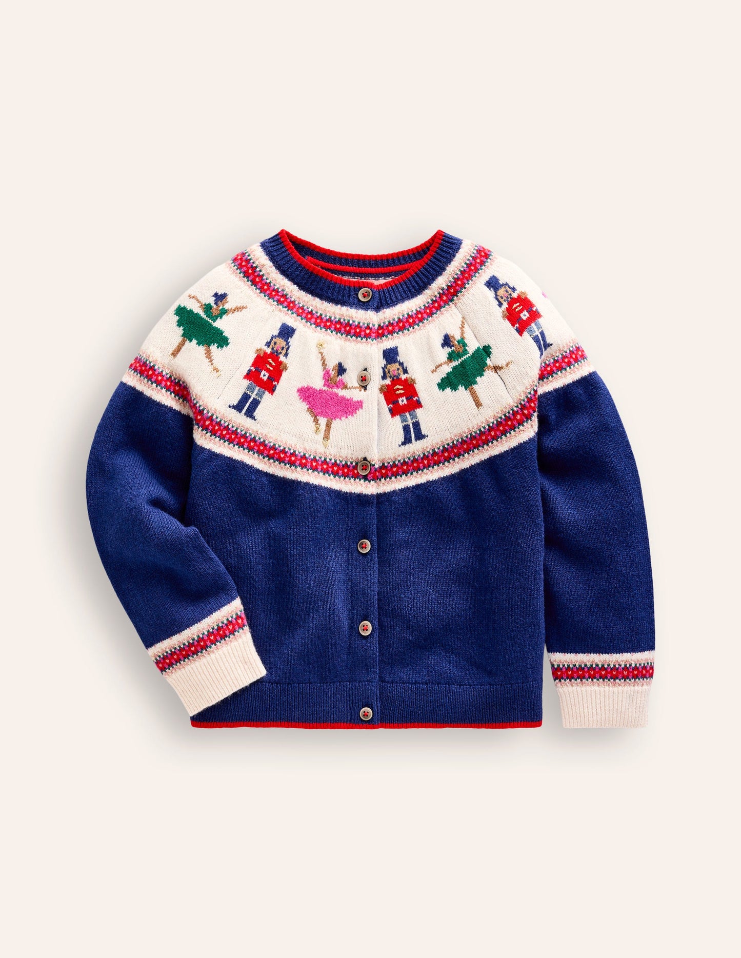 Cardigan Edie à motif jacquard-Casse-noisettes bleu saphir