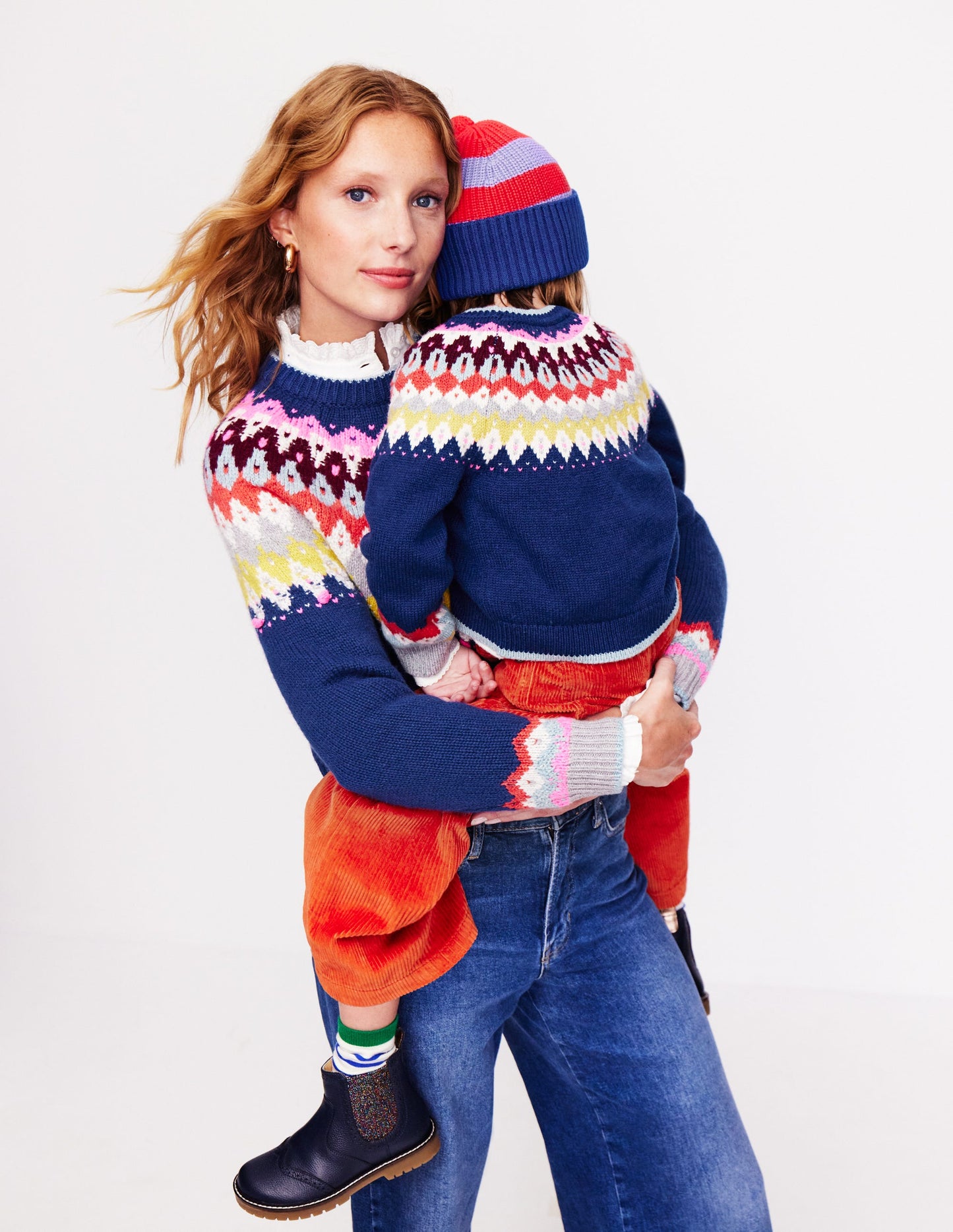 Pull Eleanor à motif jacquard-Bleu saphir