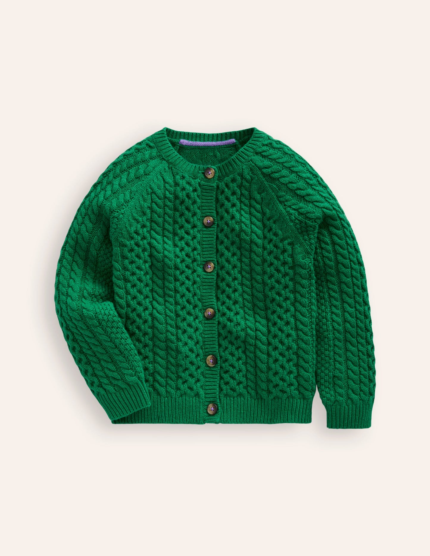 Strickjacke mit Zopfmuster-Dunkelgrün