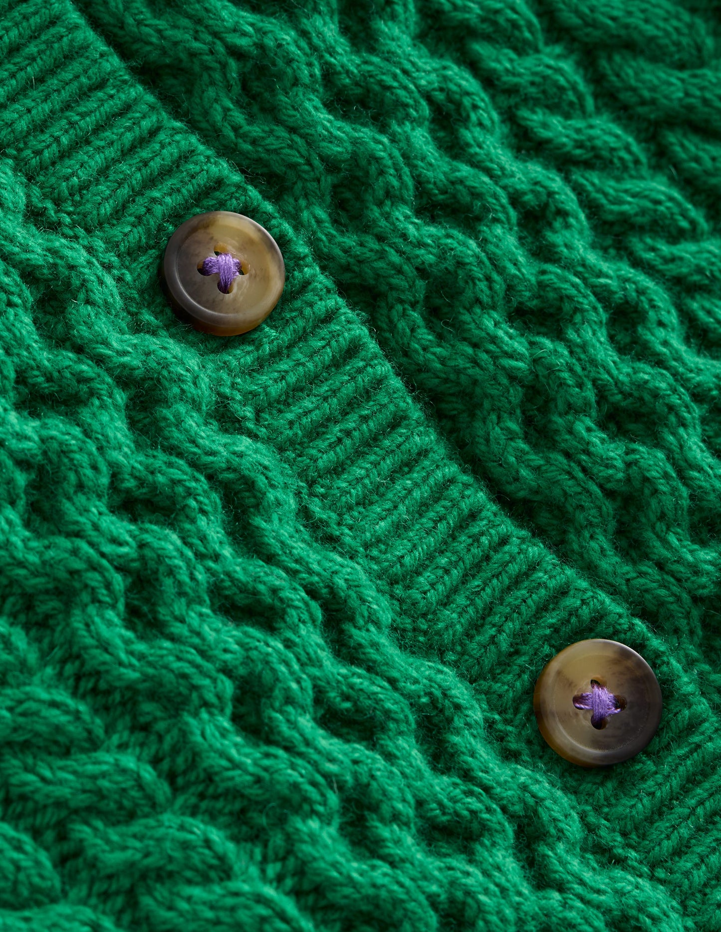 Strickjacke mit Zopfmuster-Dunkelgrün