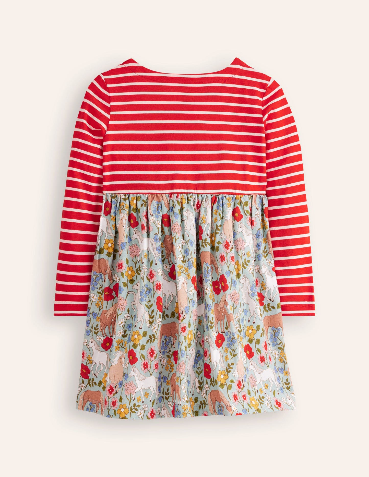 Robe motif pêle-mêle en jersey-Motif floral poney rouge fraise