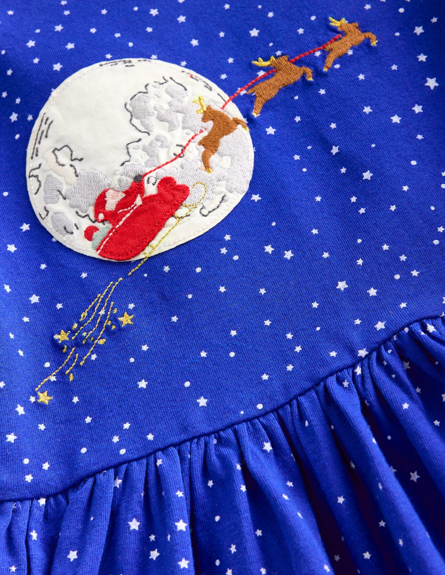 Jerseykleid mit Saumapplikation-Sanftes Steuerbordblau Weihnachten