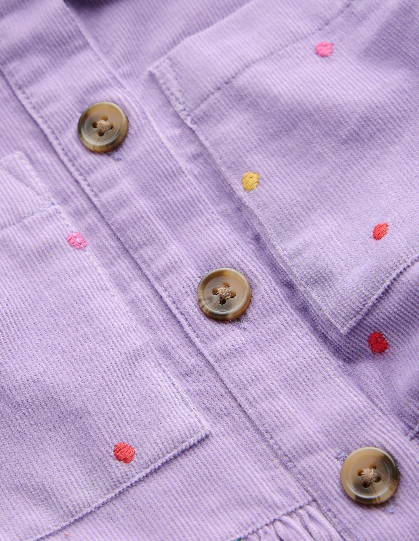 Hemdblusenkleid mit Puffärmeln-Asternlila Punkt Stickerei