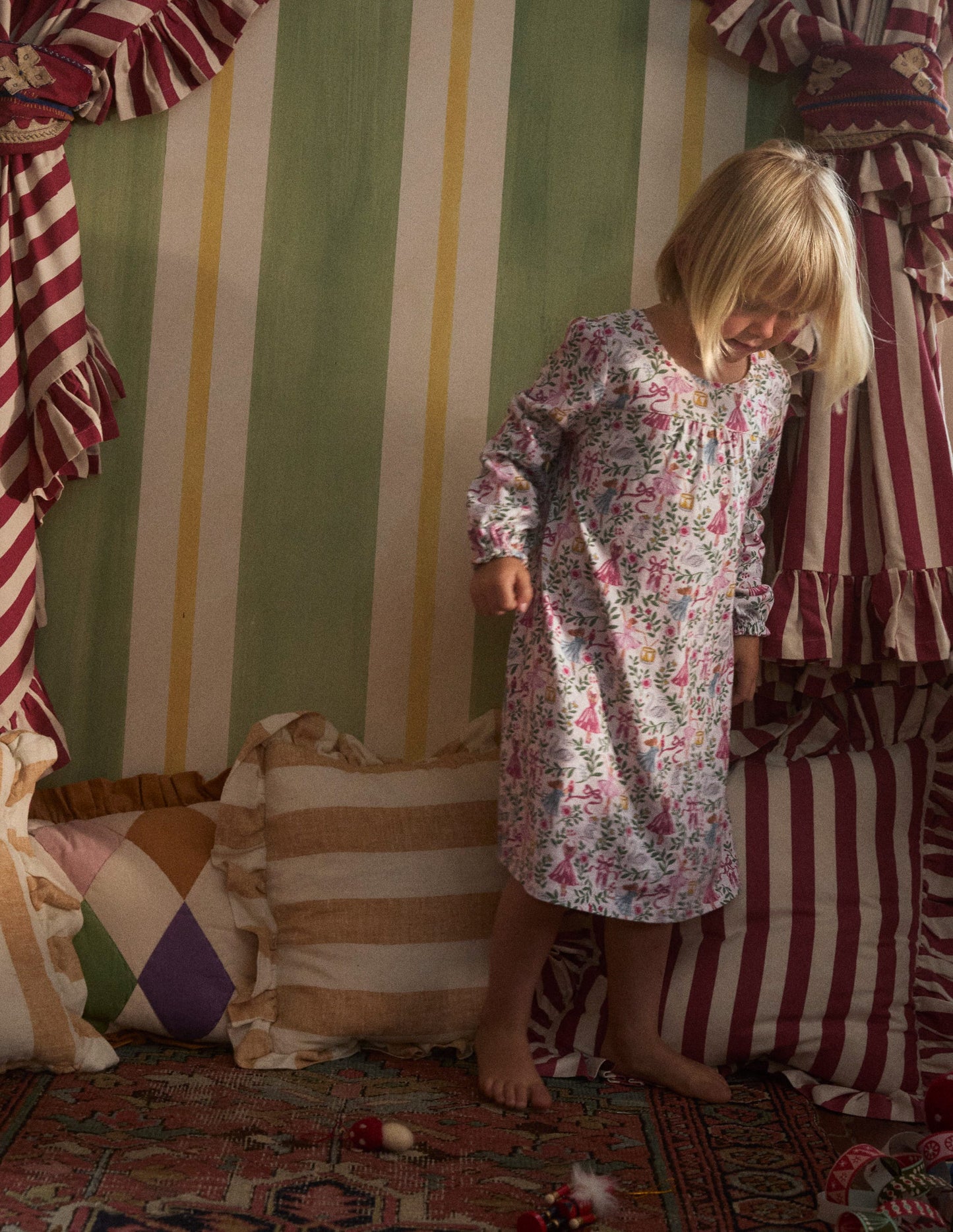 Langärmliges Nachthemd mit Druck-Birds