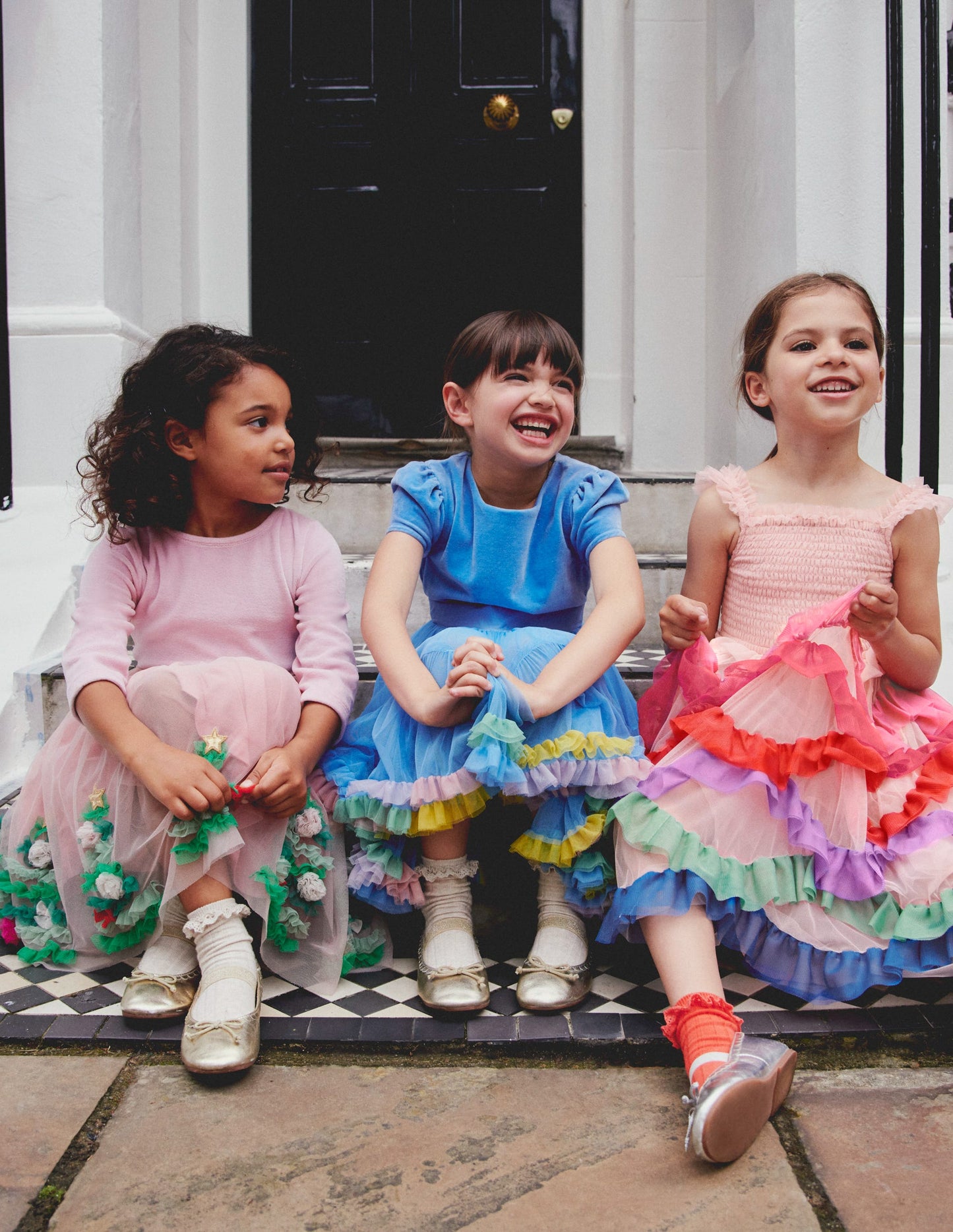 Beth Tüllkleid mit Oberteil aus Samt-Vergissmeinnicht