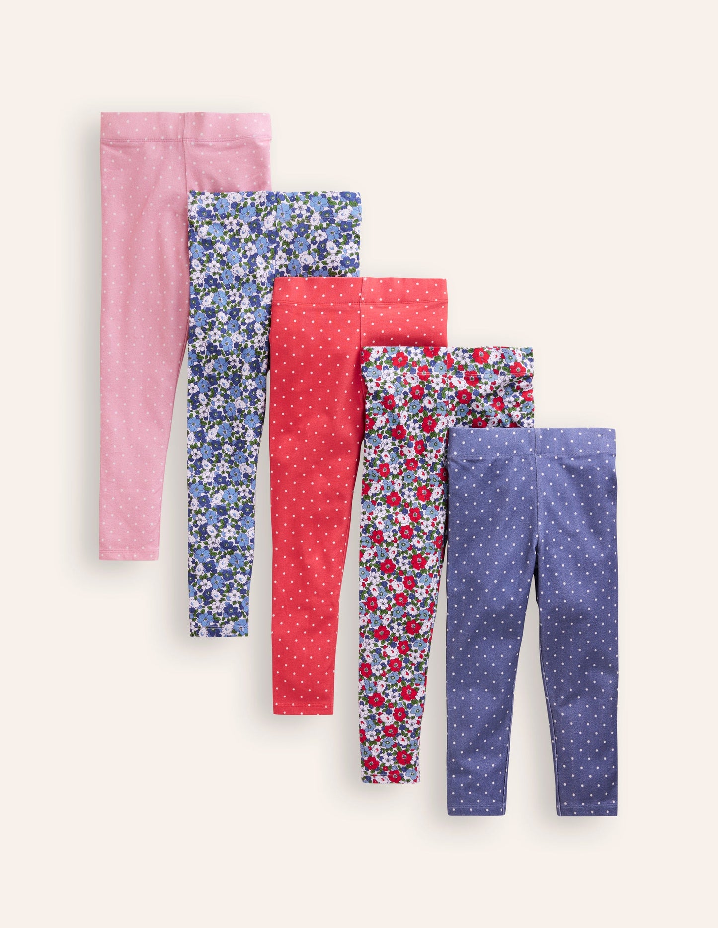 5 leggings-Pois multi/fleurs