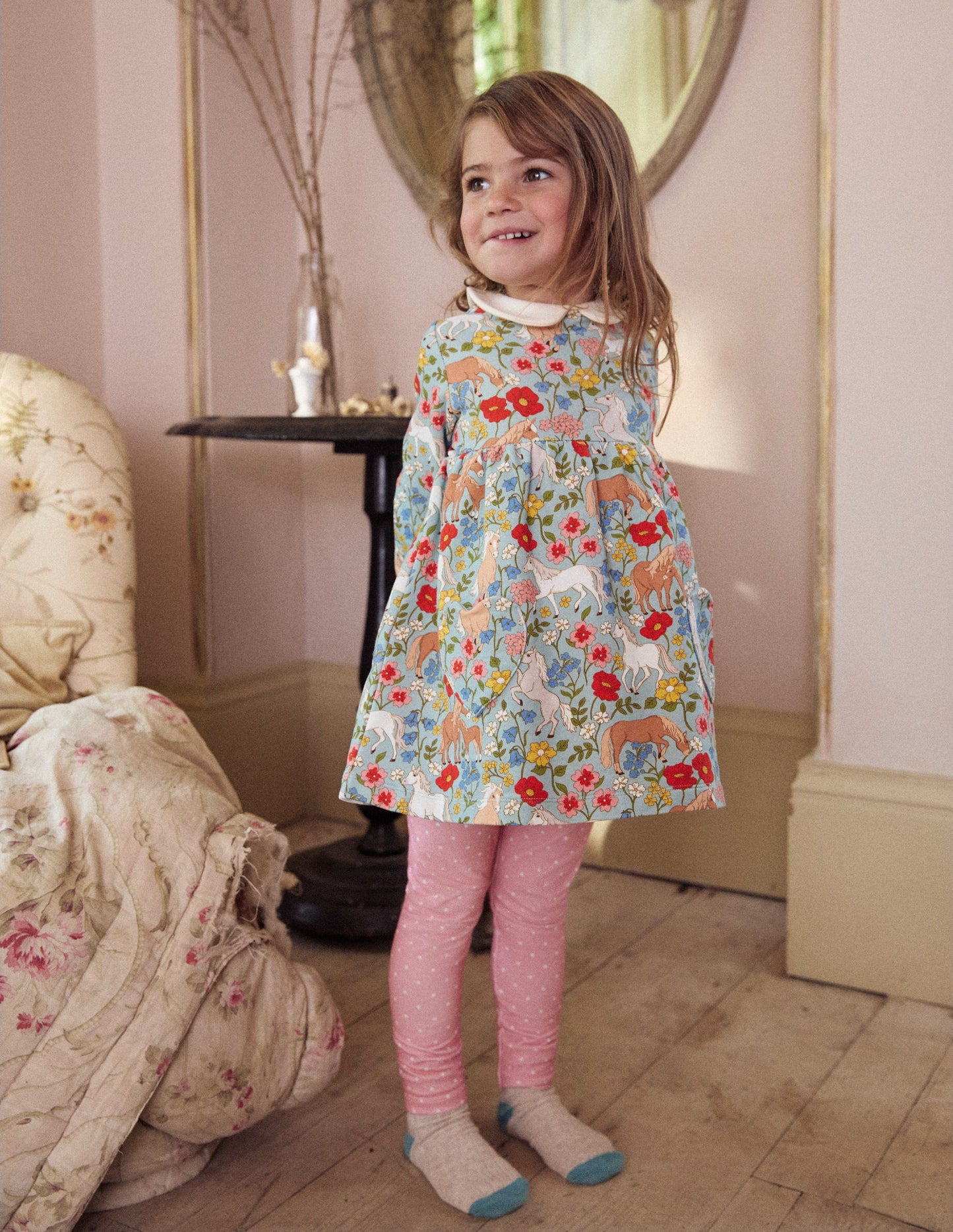 5 leggings-Pois multi/fleurs