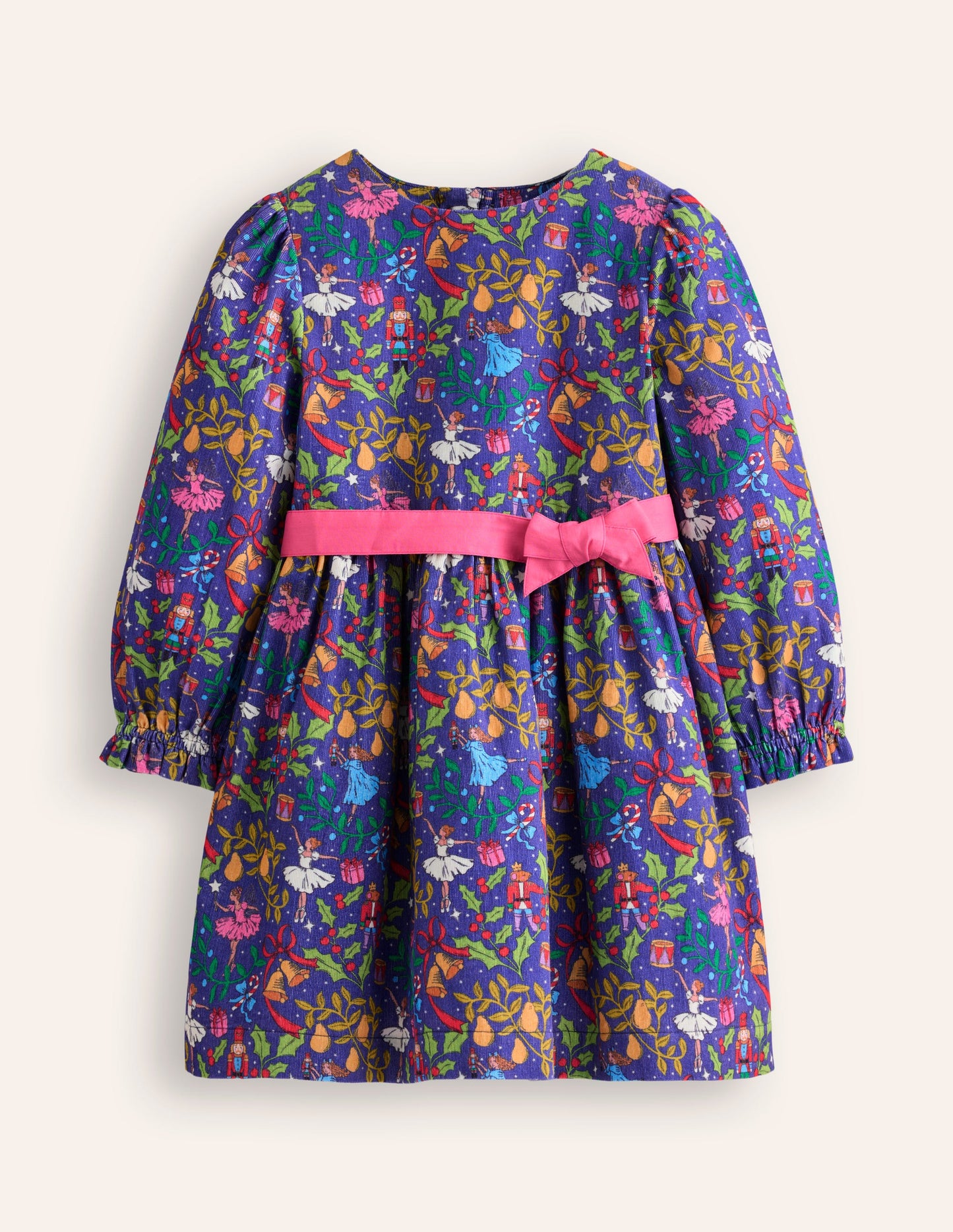 Robe de fête Peggy en velours côtelé-Casse-noisette Bleu Starboard