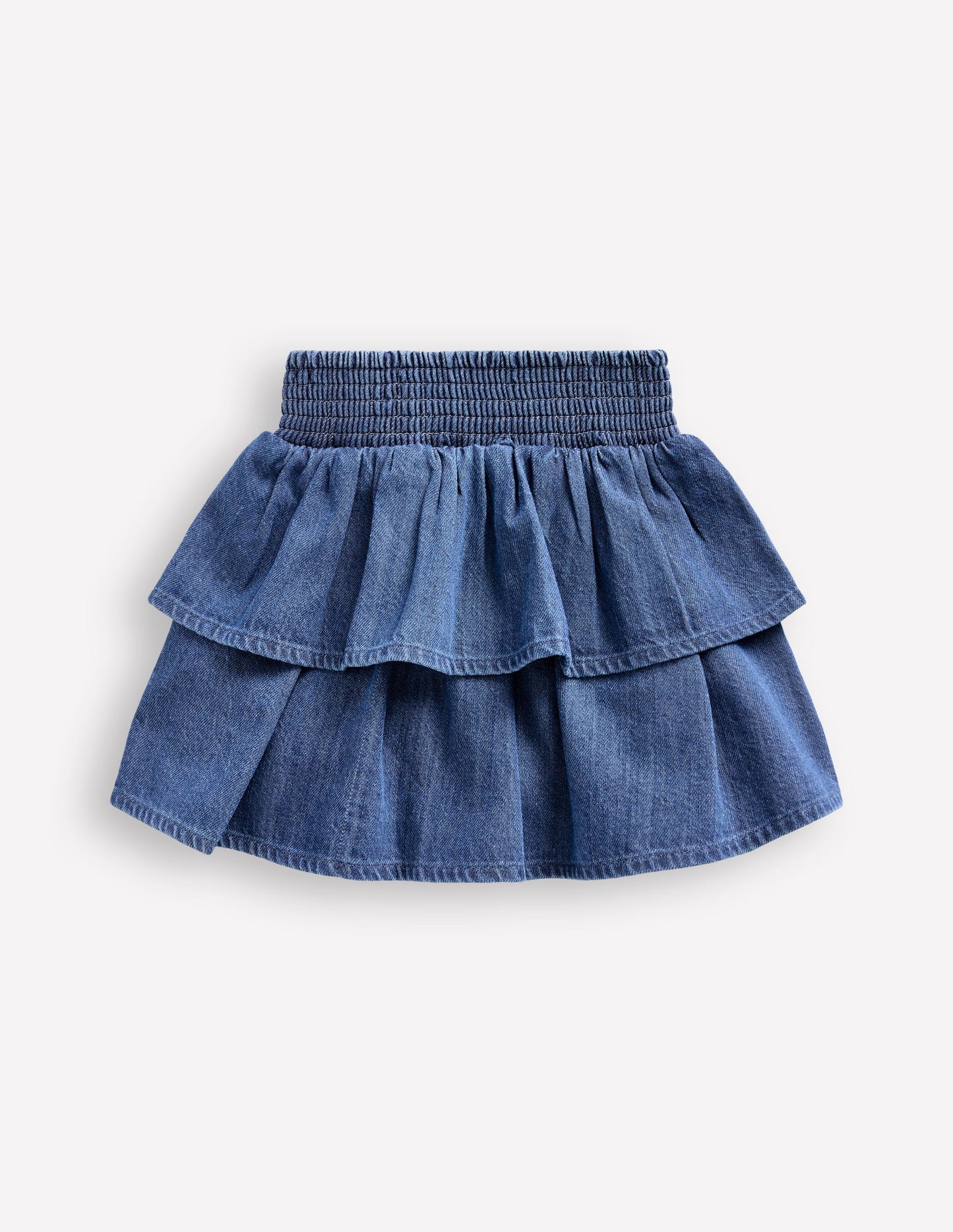 Gewebter Stufenrock-Blauer Faux-Uni