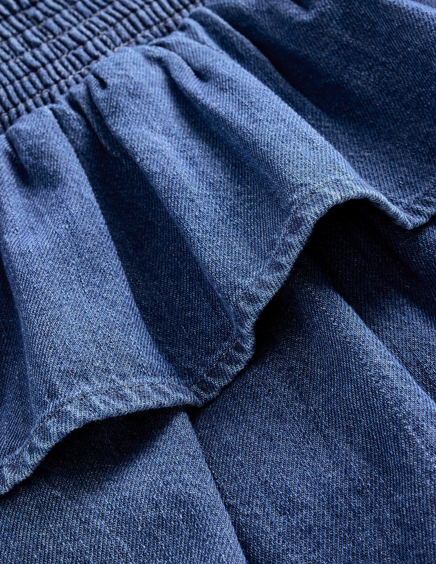 Gewebter Stufenrock-Blauer Faux-Uni