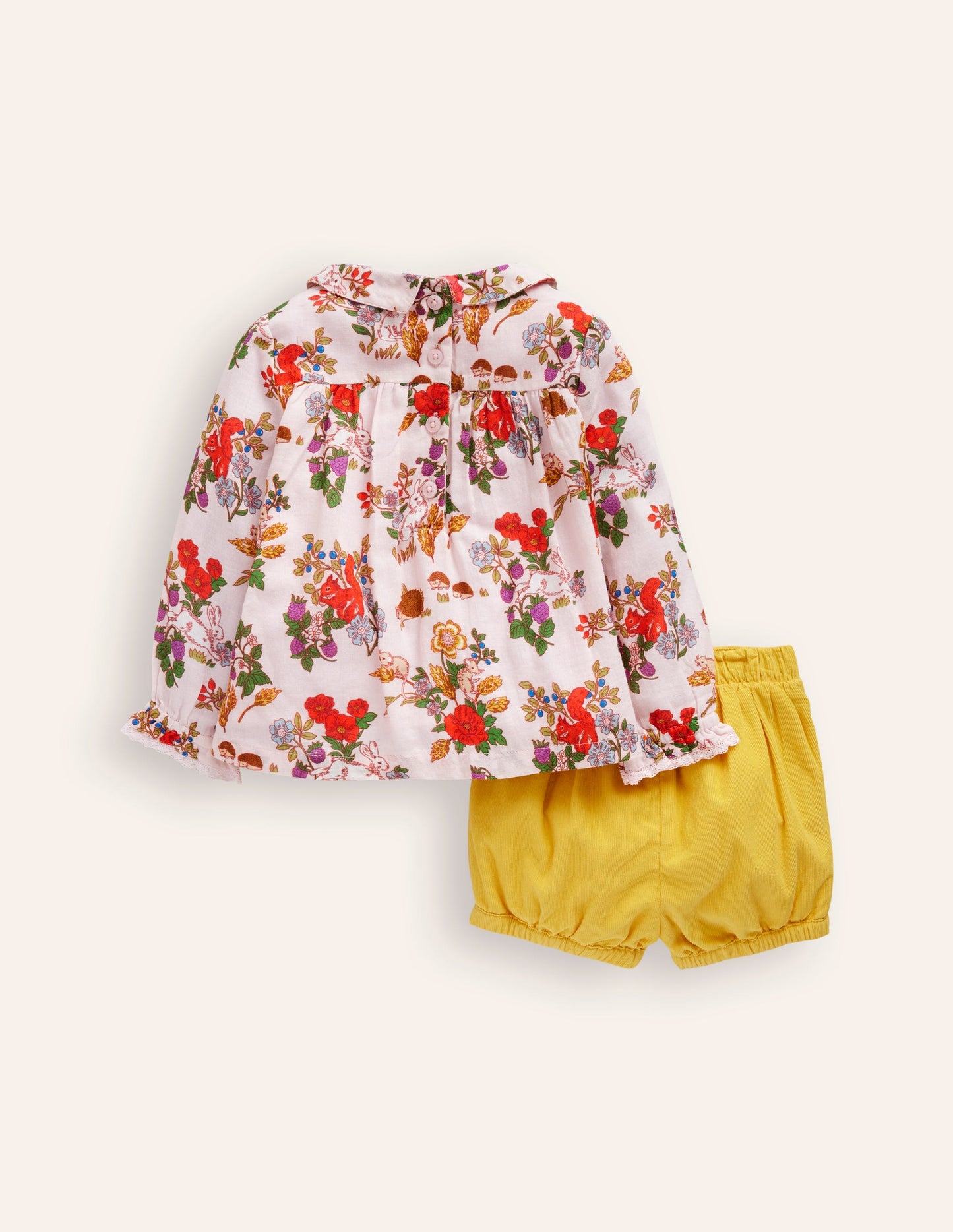 Ensemble top et short bouffant tissés-Motif Harvest rose français