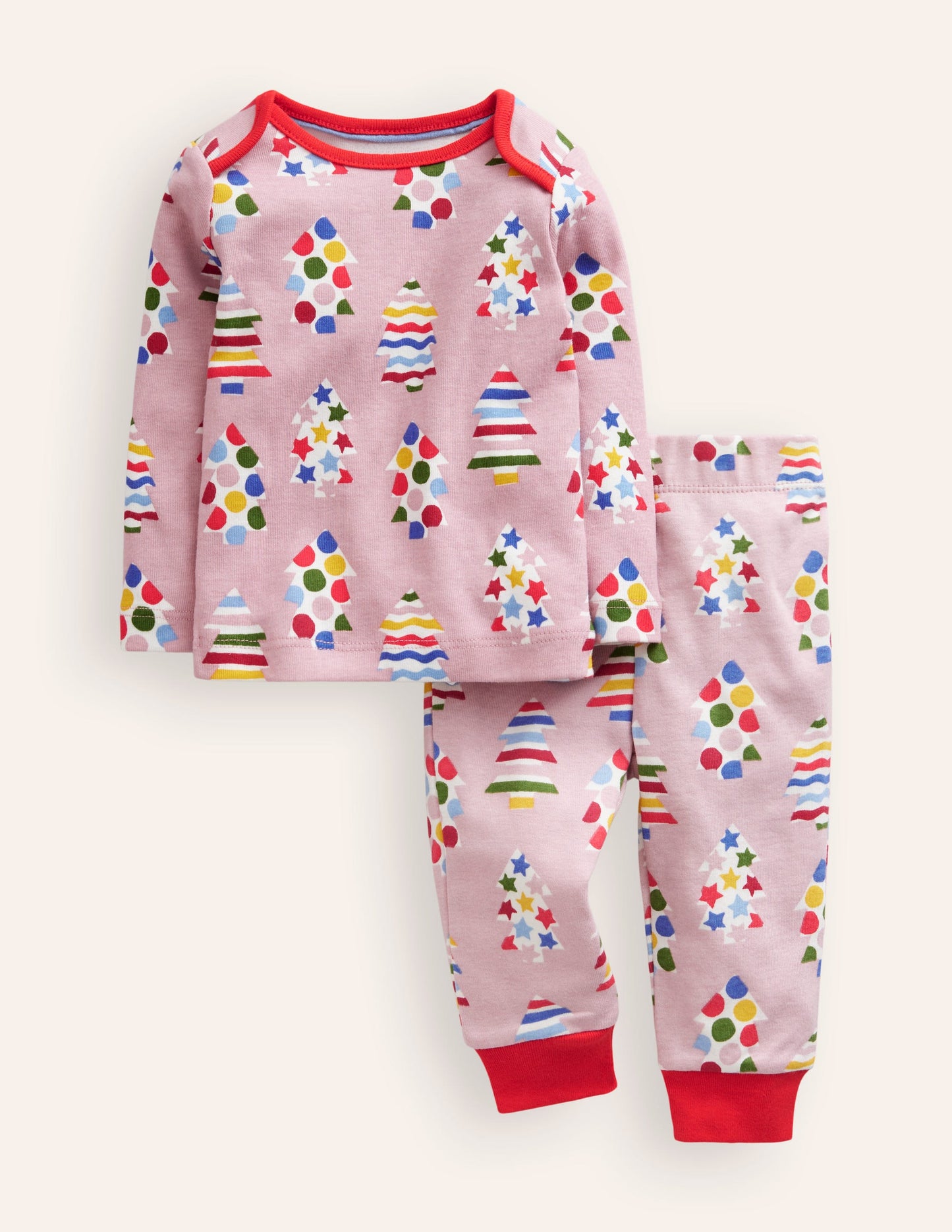 Pyjama long douillet-Sapins rose vintage
