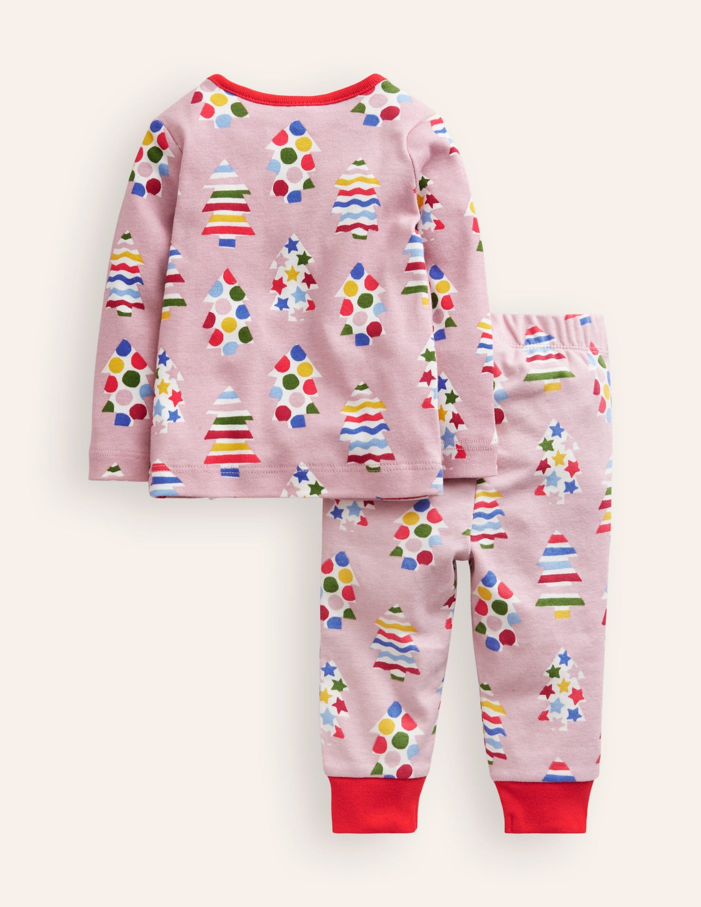 Pyjama long douillet-Sapins rose vintage