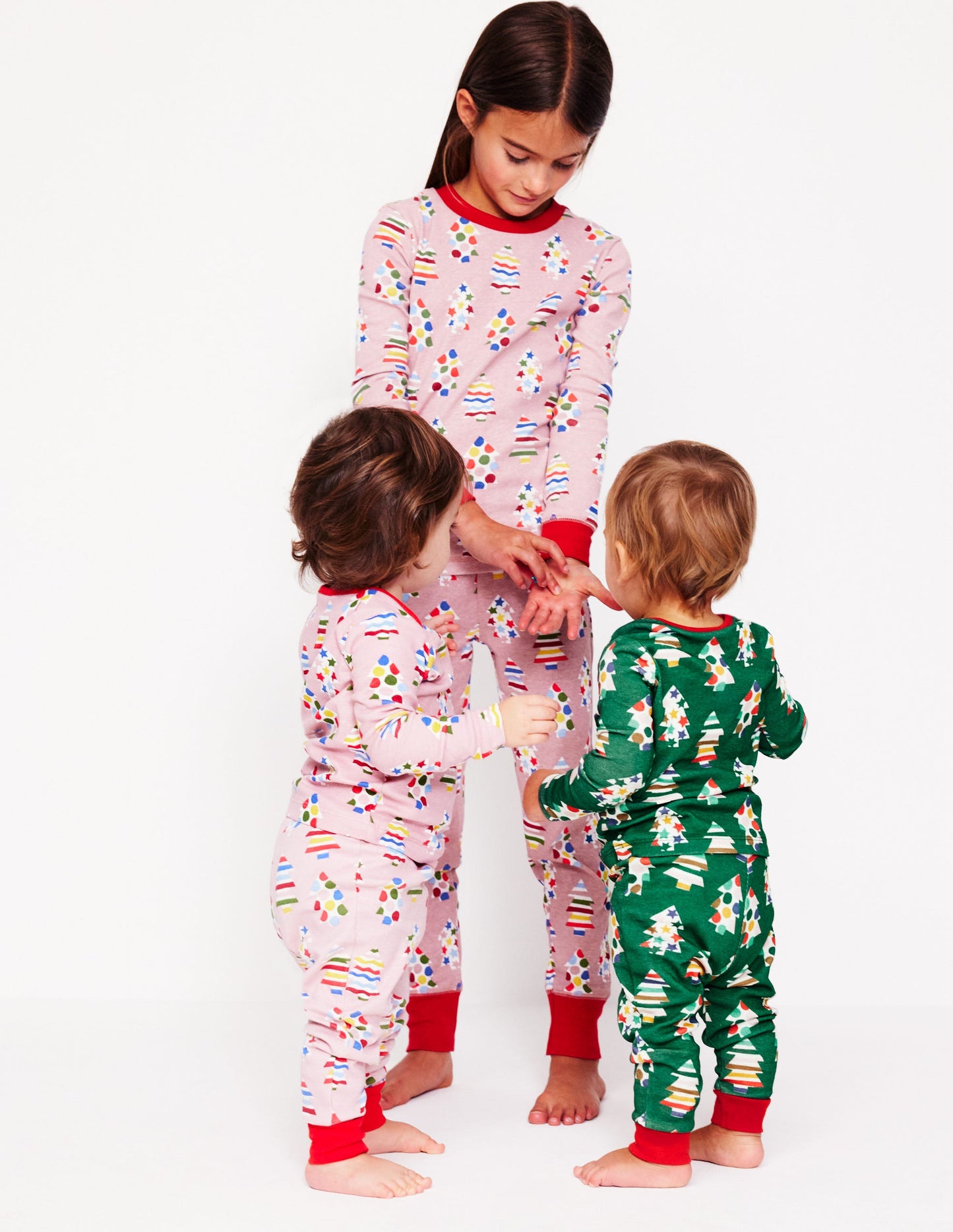Pyjama long douillet-Sapins rose vintage