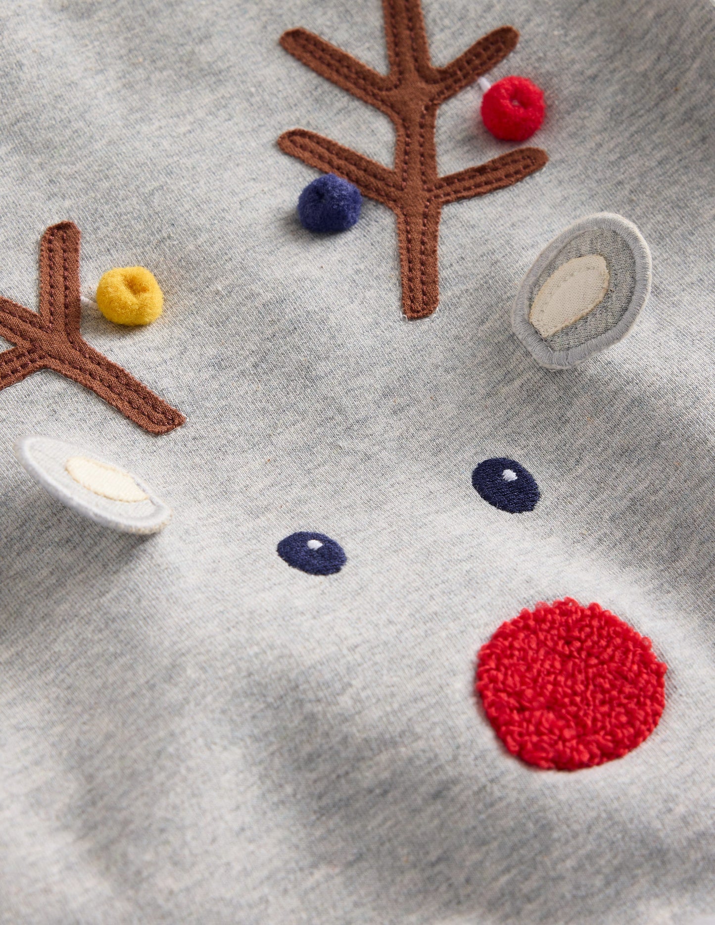 Jersey-Set mit Oberteil und Hose-Grau Meliert mit Rentier