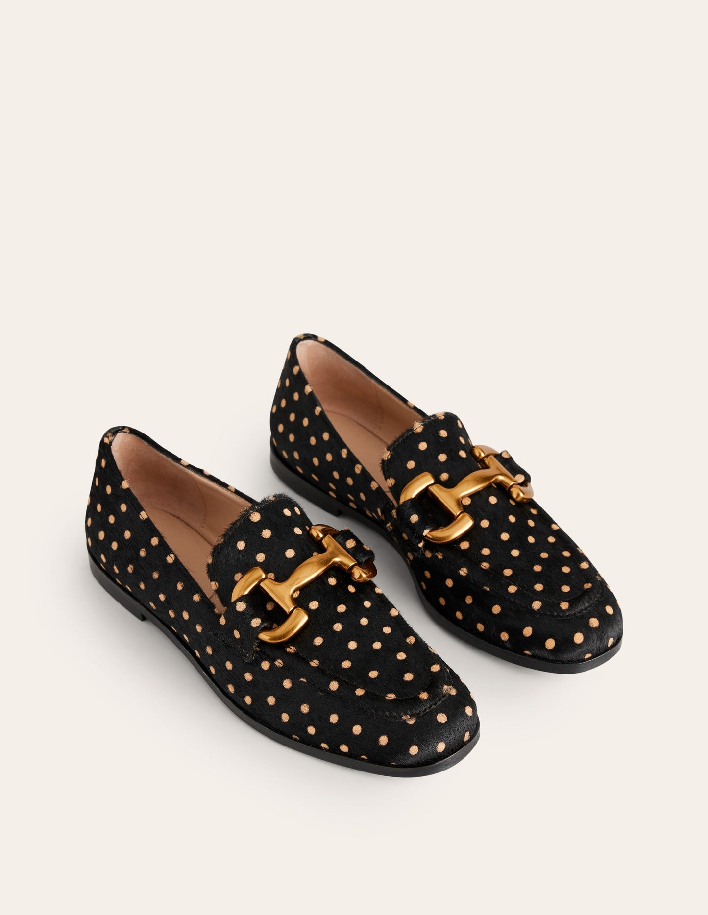 Mocassins Iris à mors-Pois noir et camel
