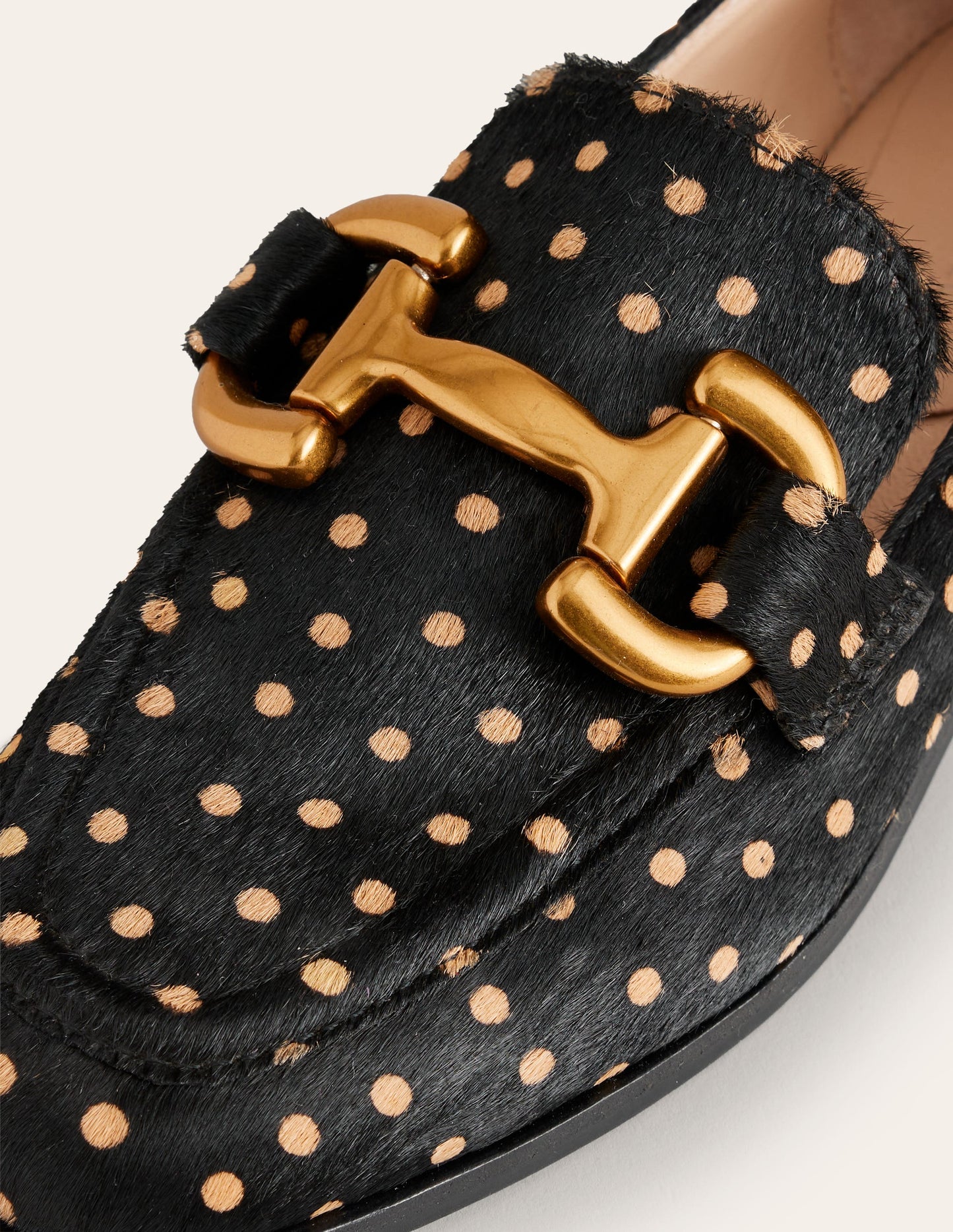 Mocassins Iris à mors-Pois noir et camel