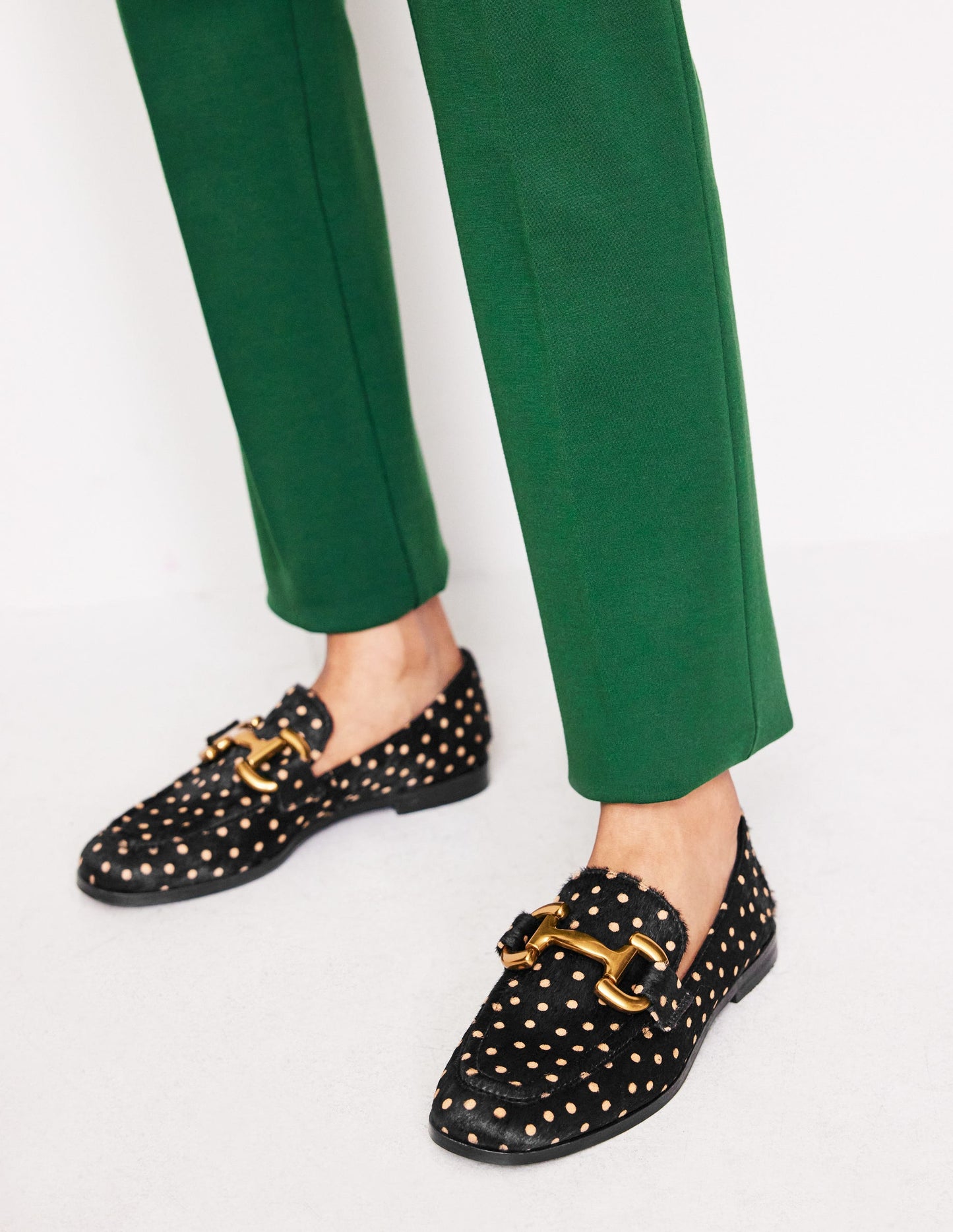 Mocassins Iris à mors-Pois noir et camel