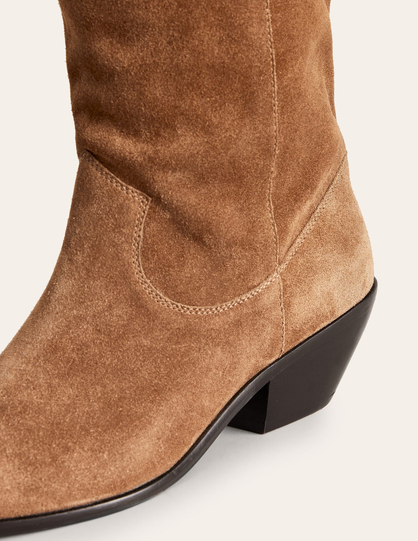 Kniehohe Westernstiefel-Rostbraun Veloursleder