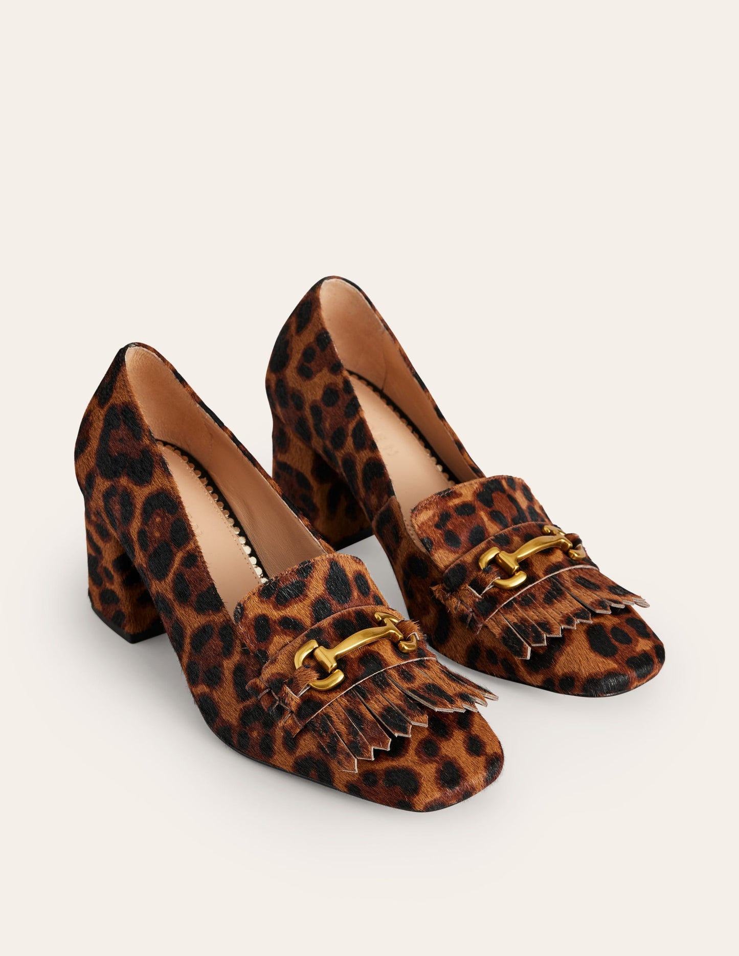 Mocassins à talons Iris avec franges-Cœurs folk rouge rockabilly