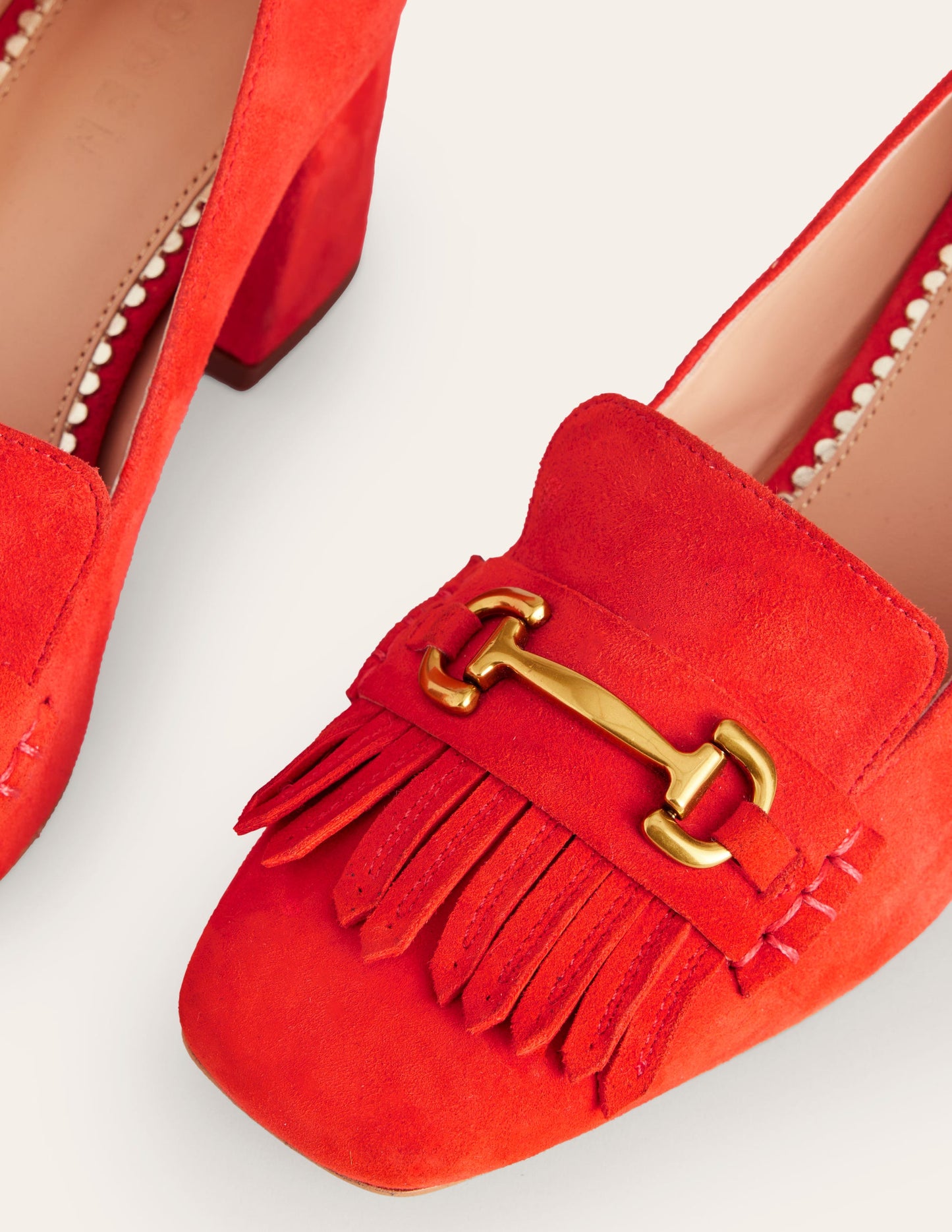Mocassins à talons Iris avec franges-Daim rouge
