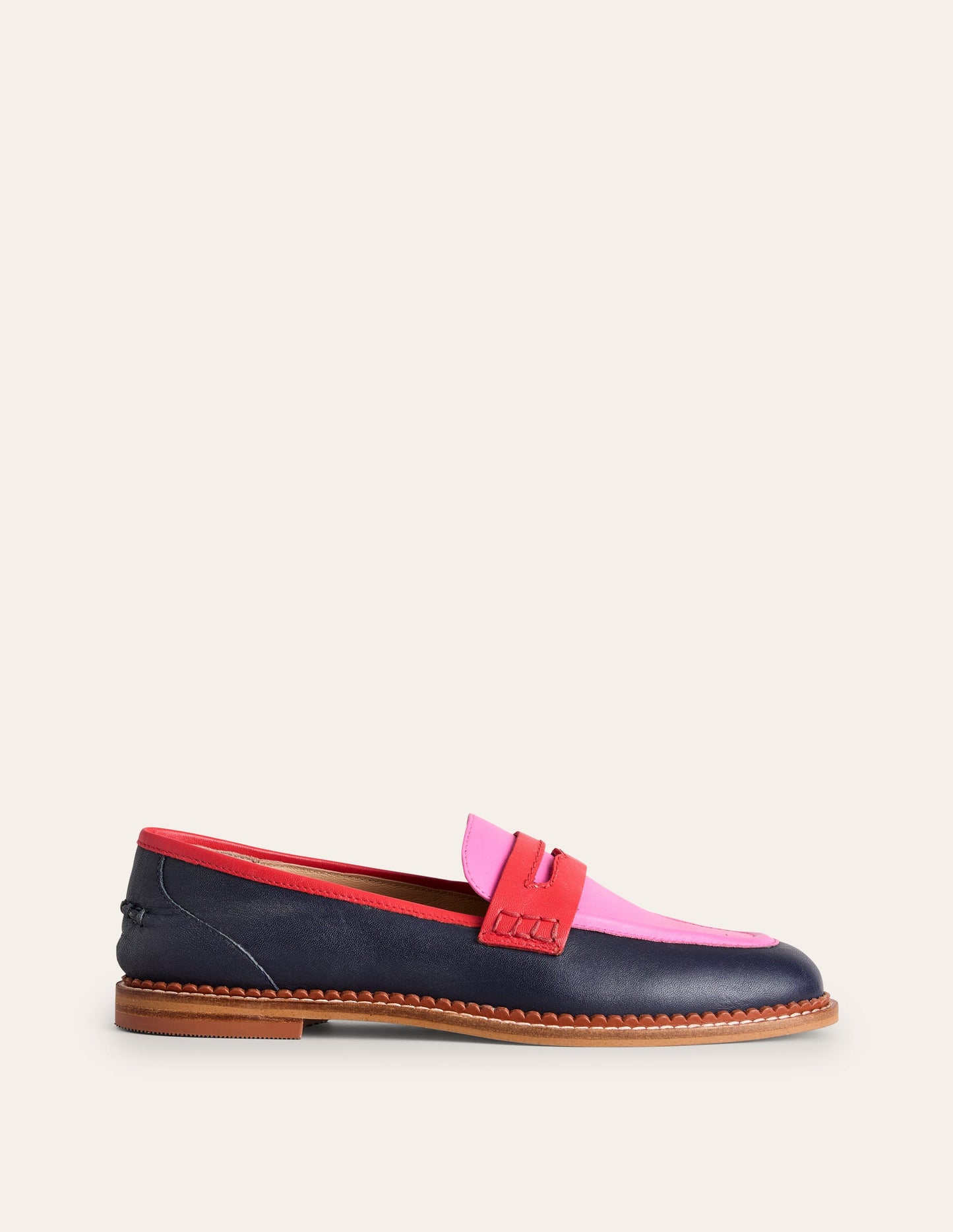 Mocassins Nya-Bleu marine/tourmaline rose