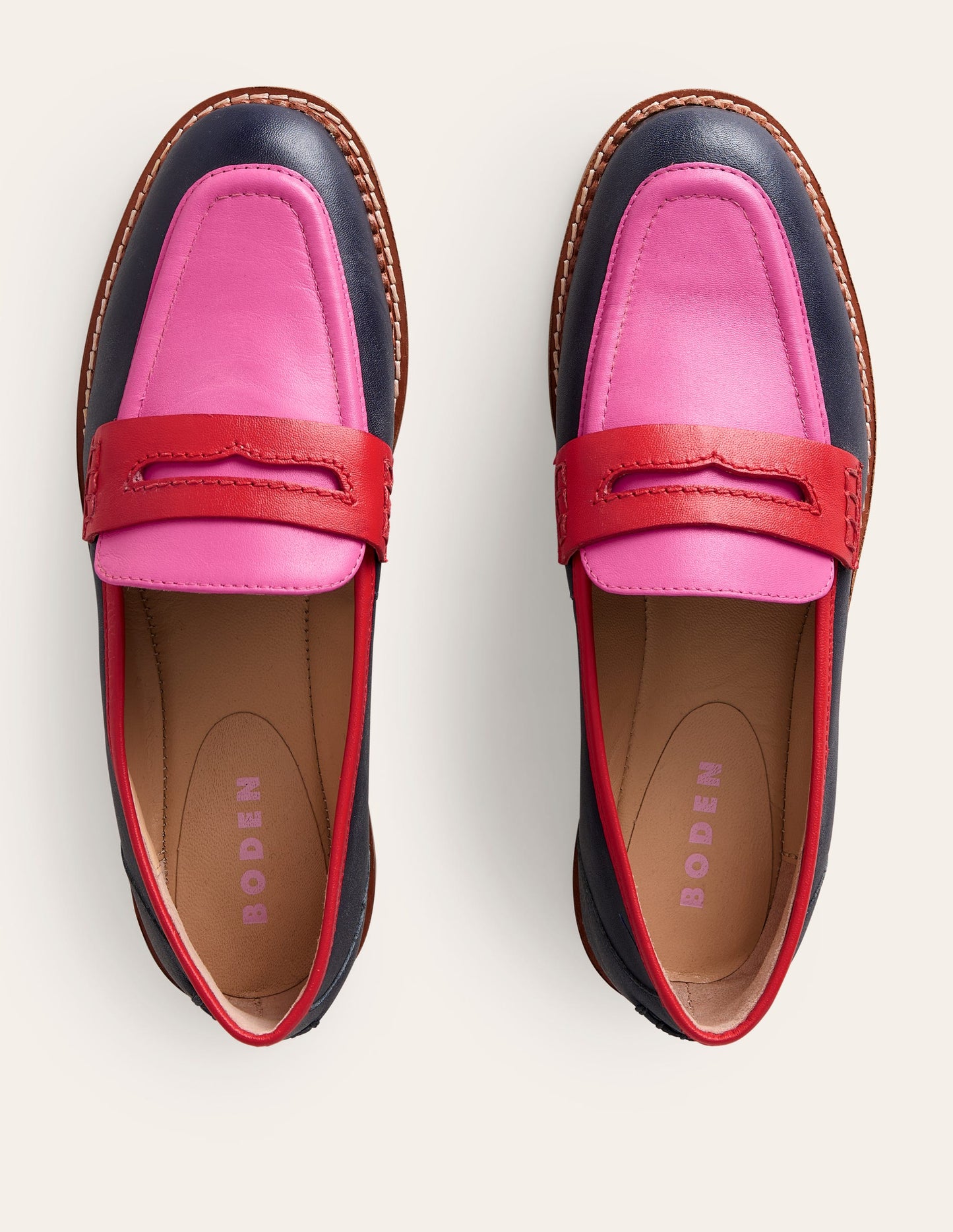 Mocassins Nya-Bleu marine/tourmaline rose