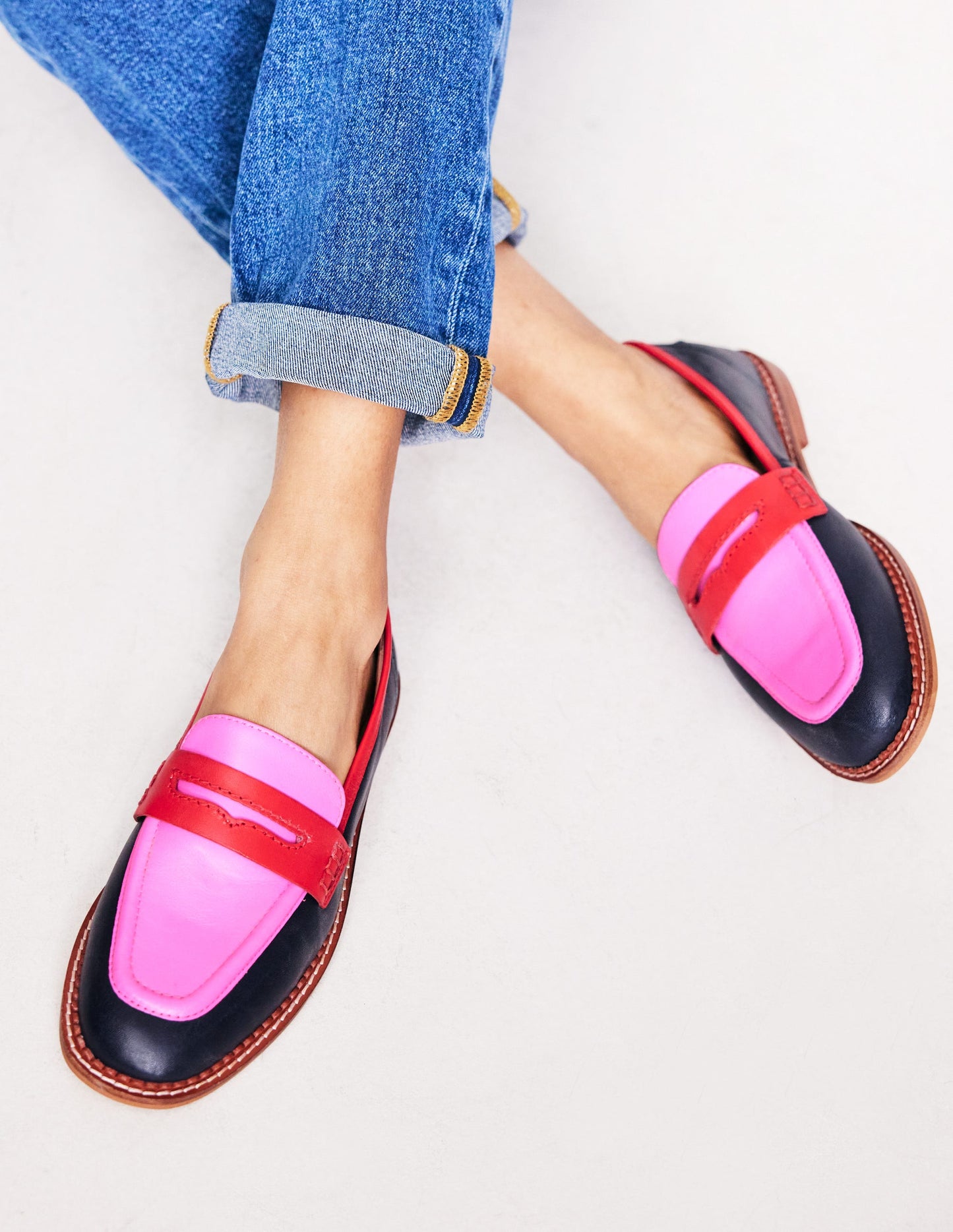 Mocassins Nya-Bleu marine/tourmaline rose