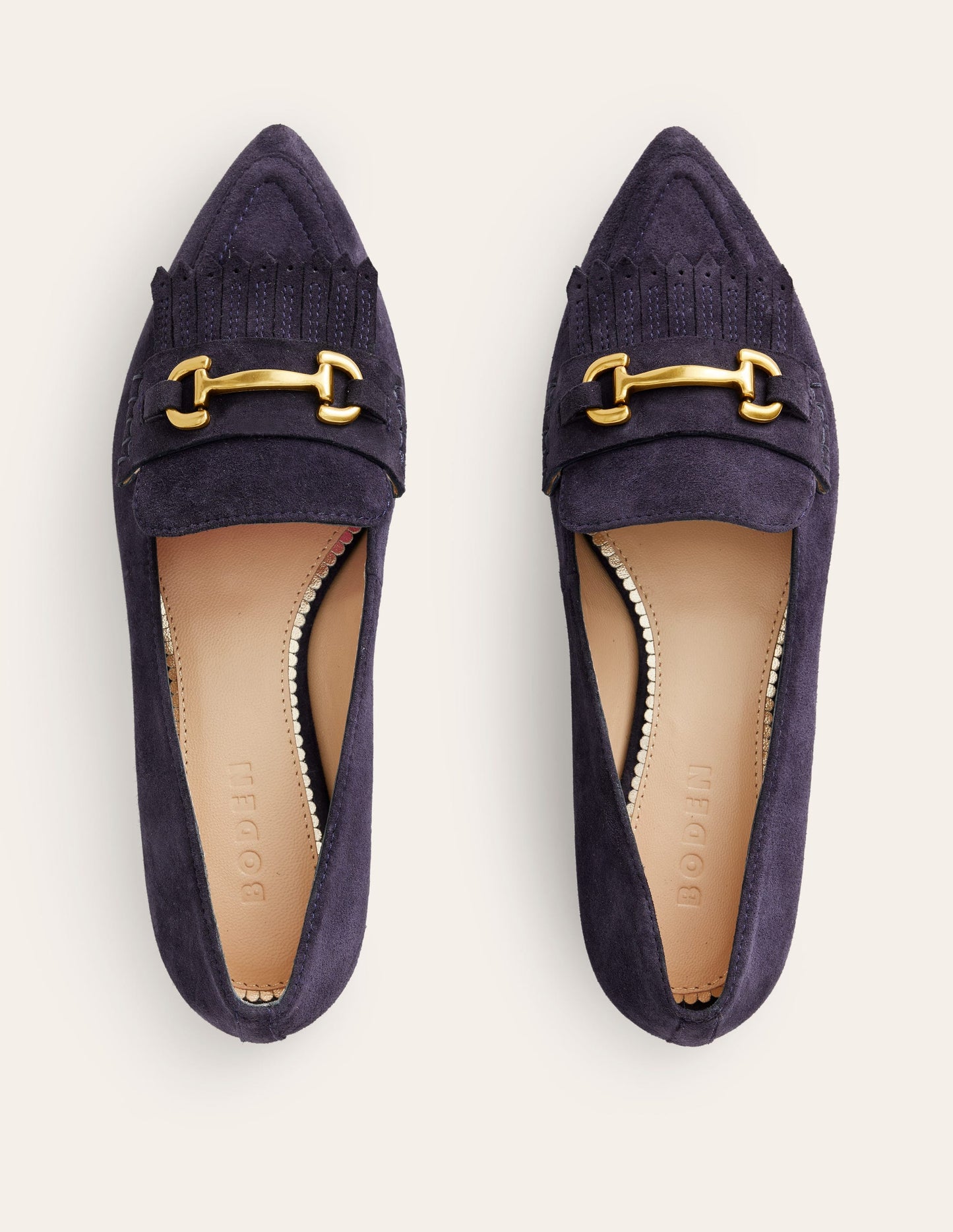 Mocassins Iris avec franges-Daim Bleu Marine